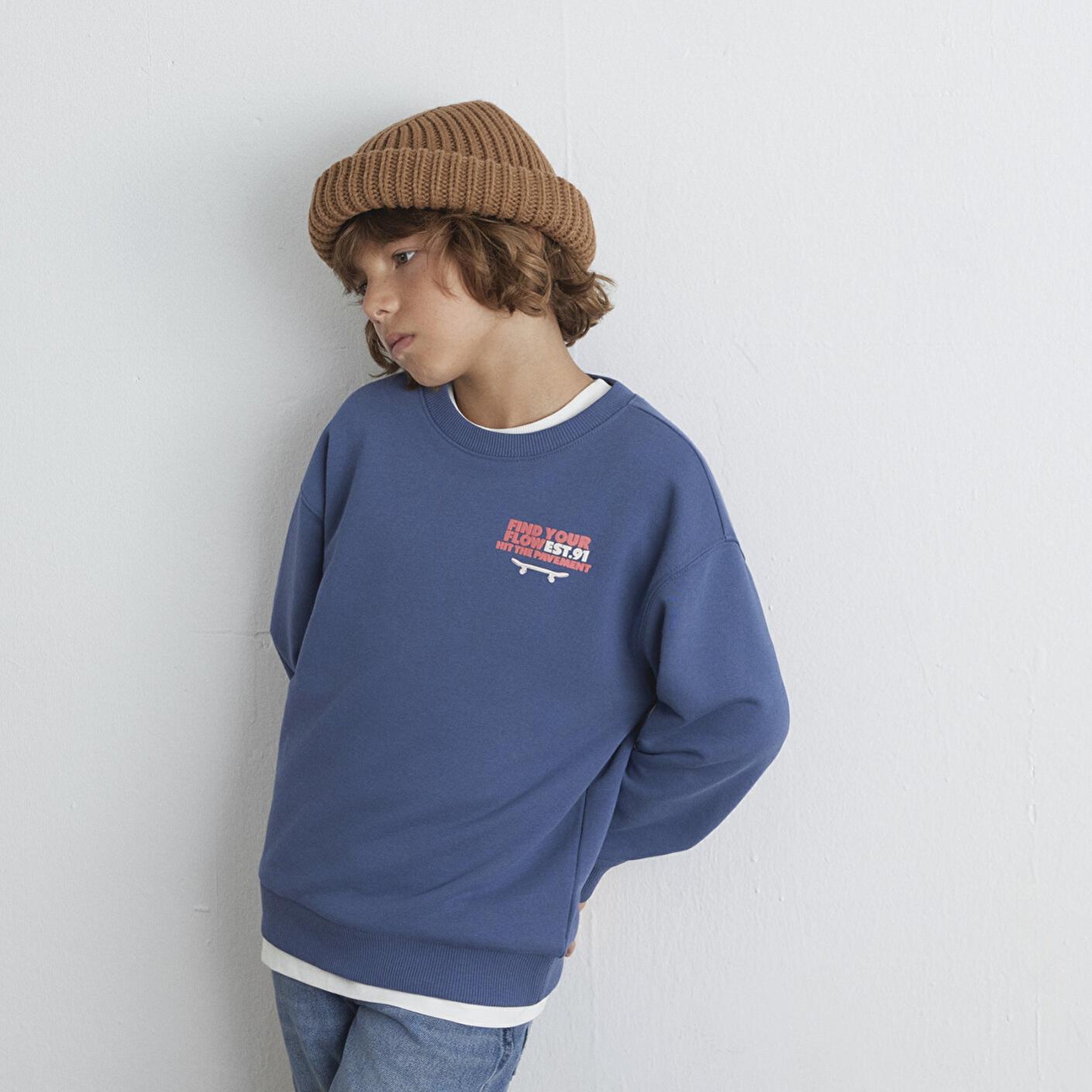 Mavi Baskılı Mavi Sweatshirt 6S10128-86702