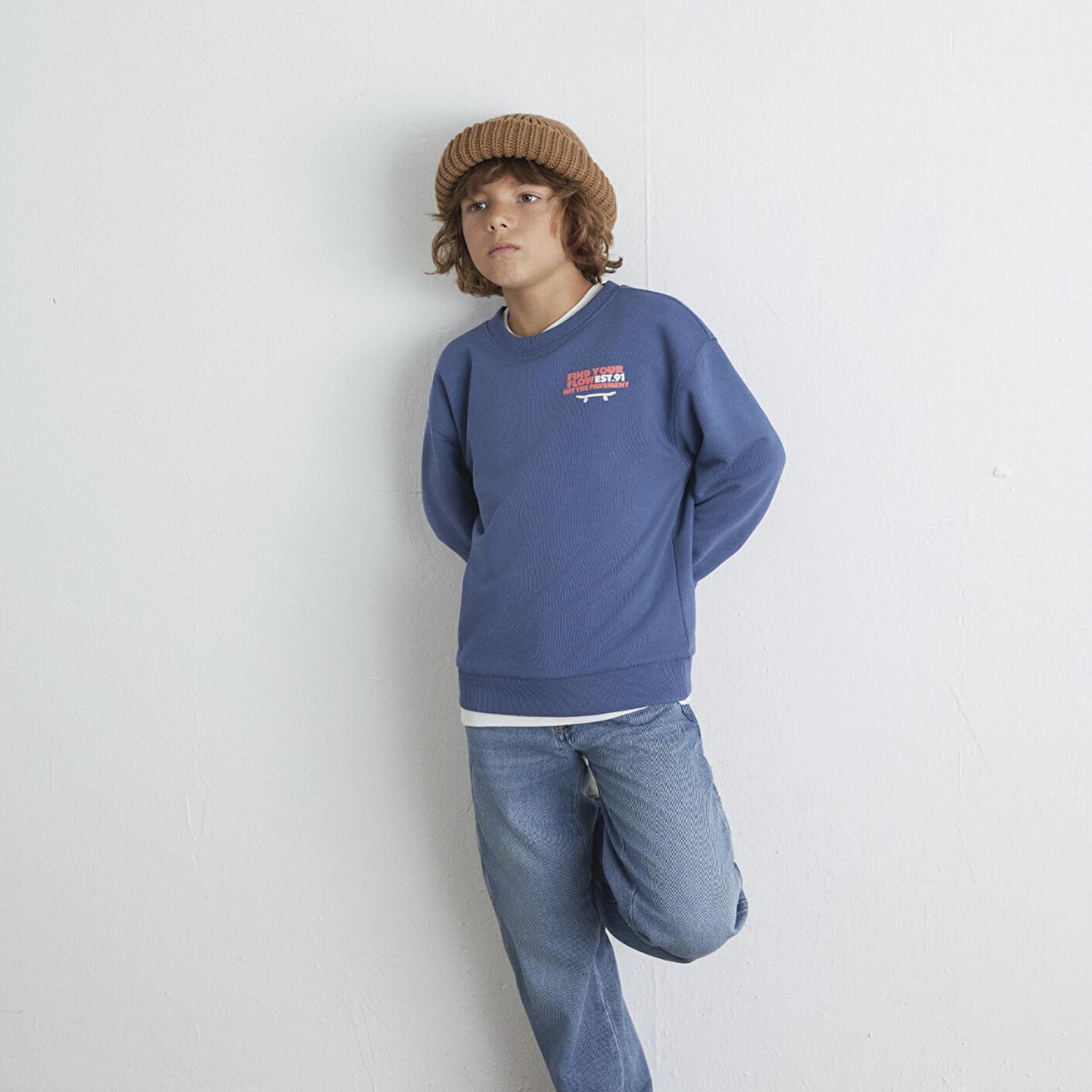 Mavi Baskılı Mavi Sweatshirt 6S10128-86702