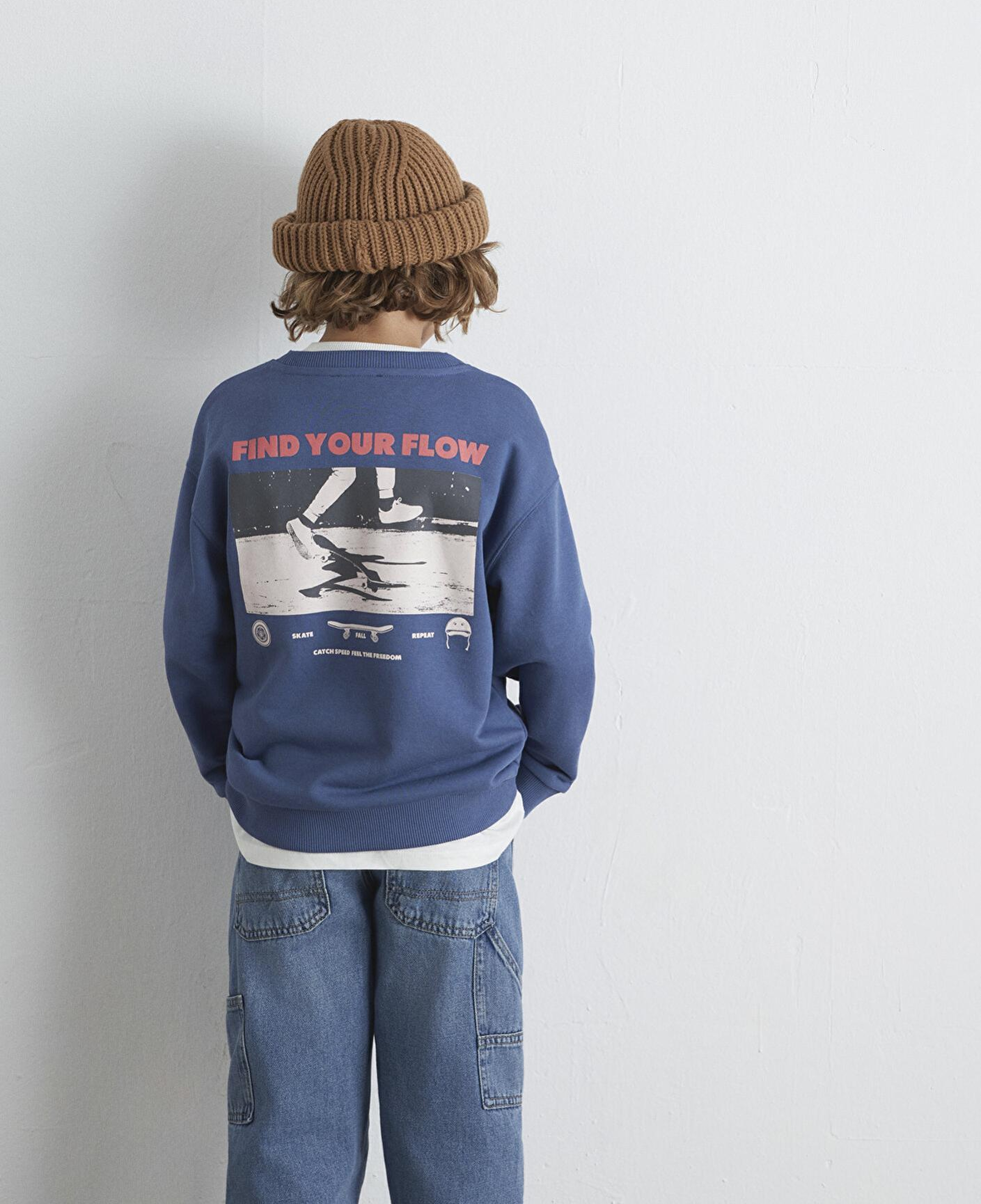 Mavi Baskılı Mavi Sweatshirt 6S10128-86702