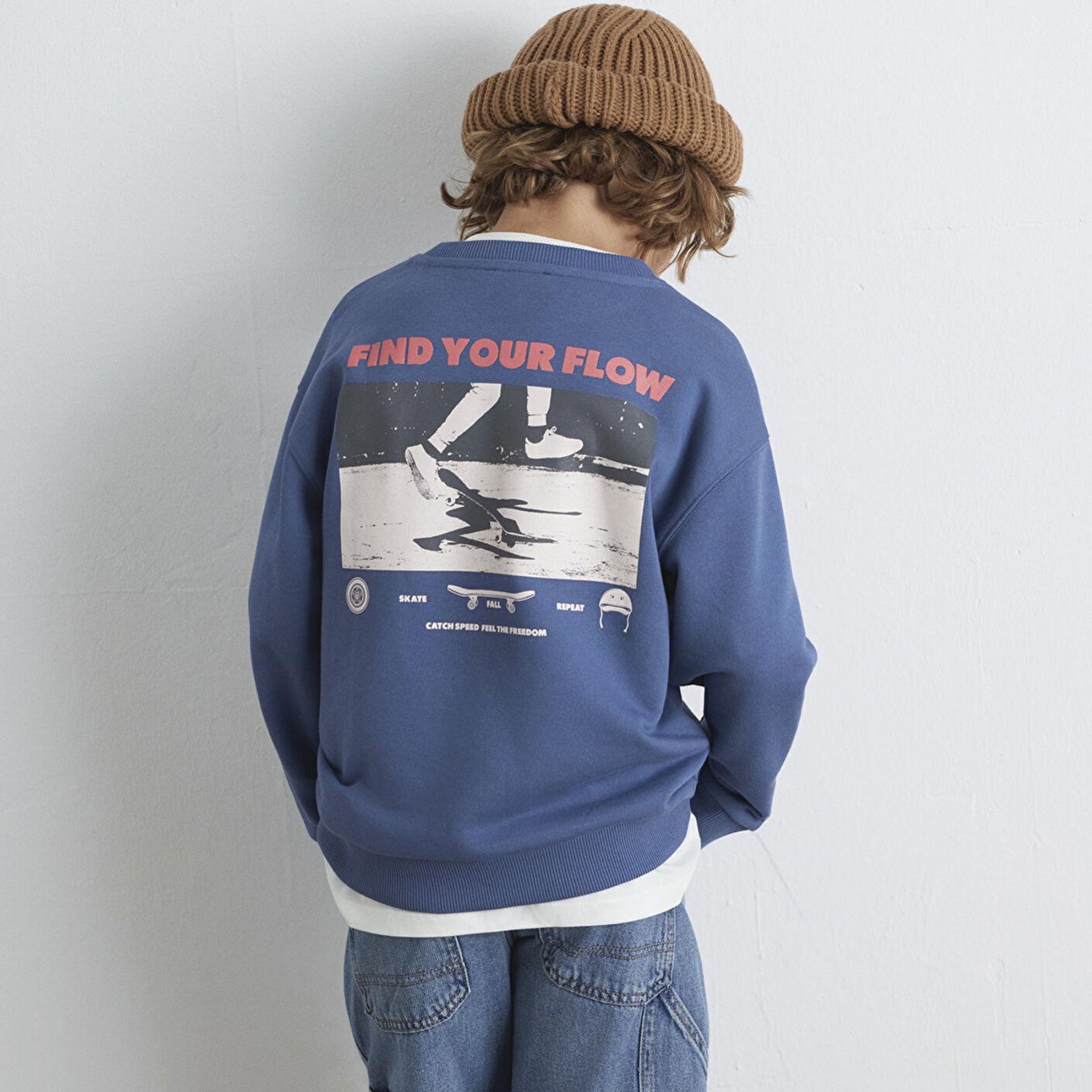 Mavi Baskılı Mavi Sweatshirt 6S10128-86702