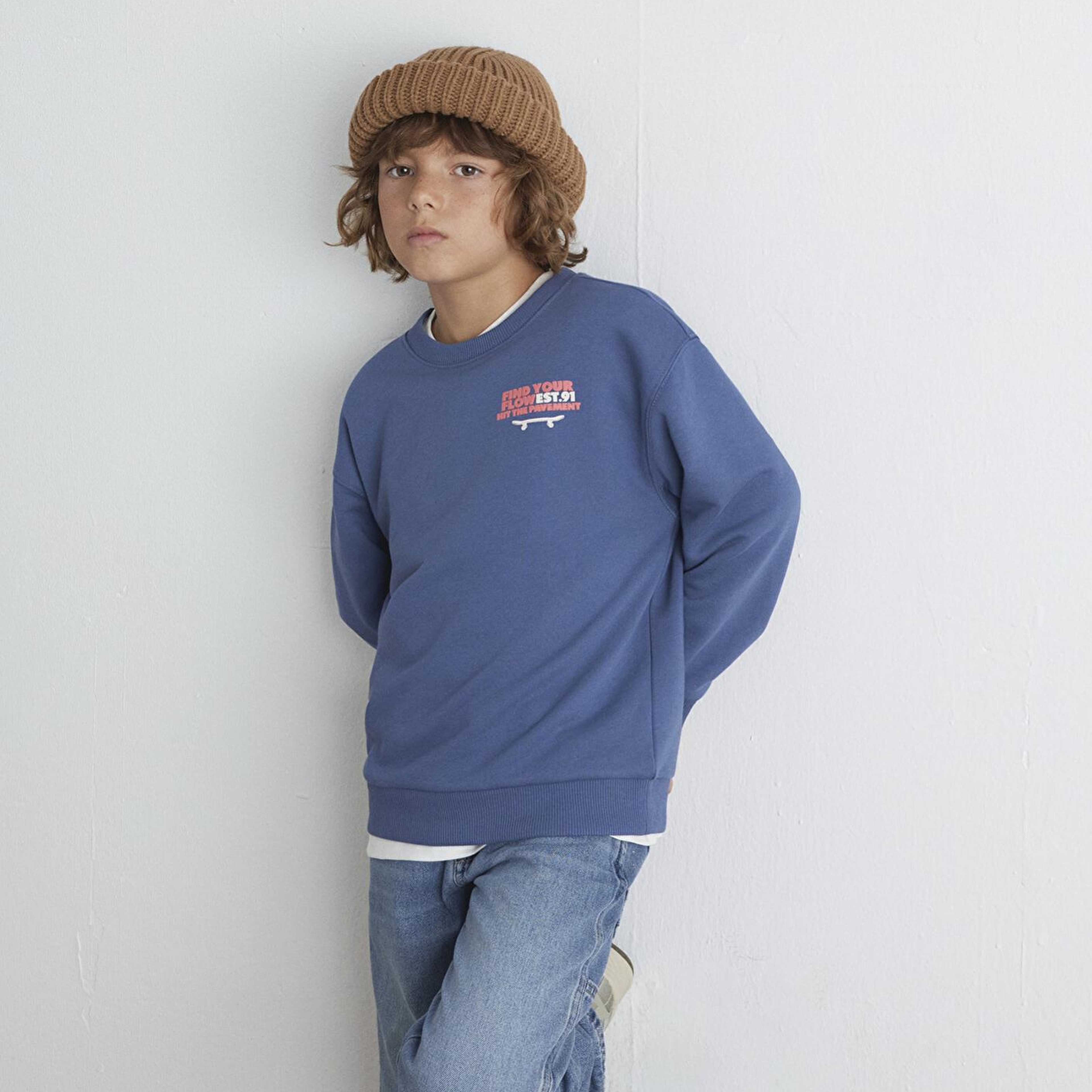 Mavi Baskılı Mavi Sweatshirt 6S10128-86702