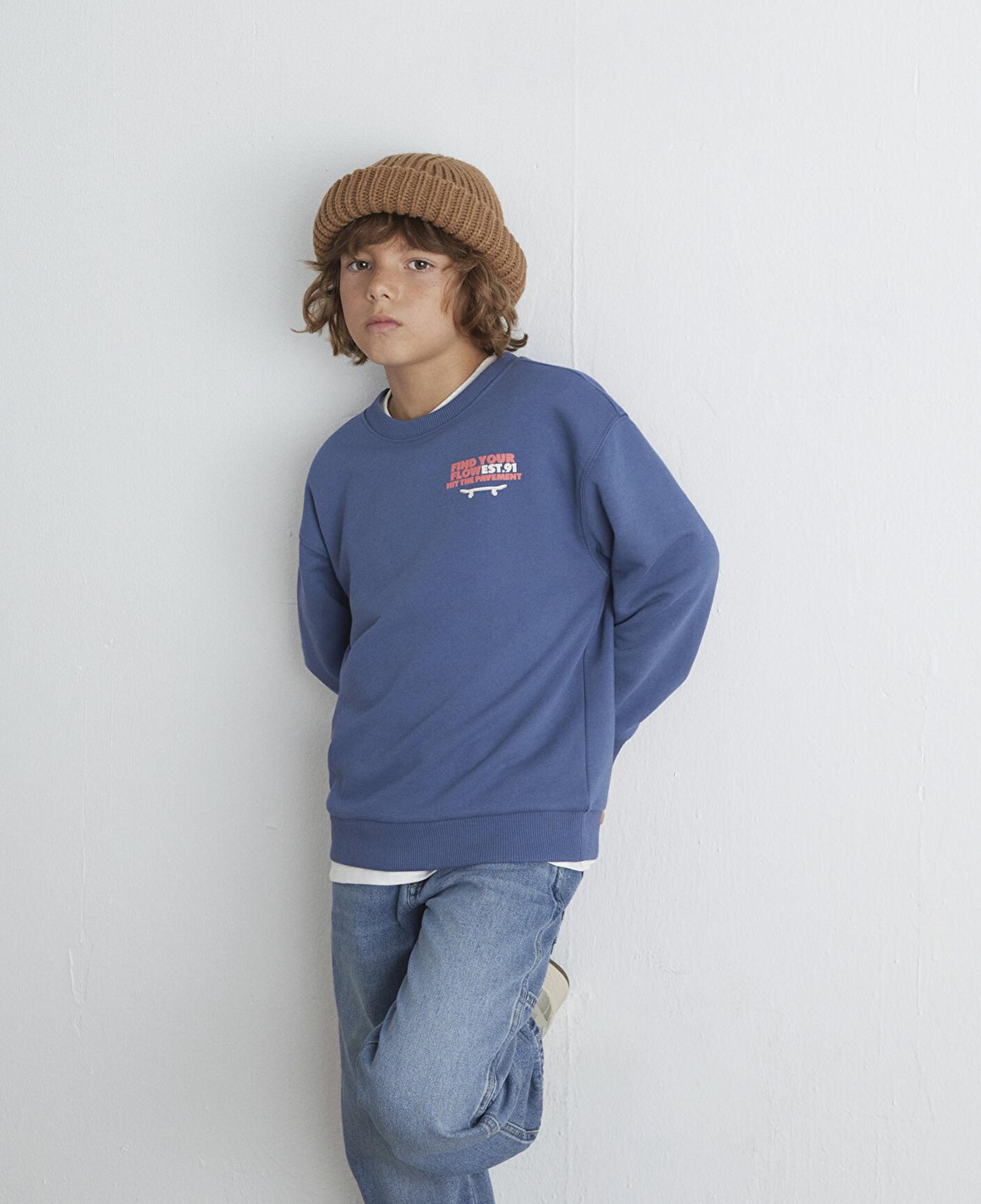 Mavi Baskılı Mavi Sweatshirt 6S10128-86702