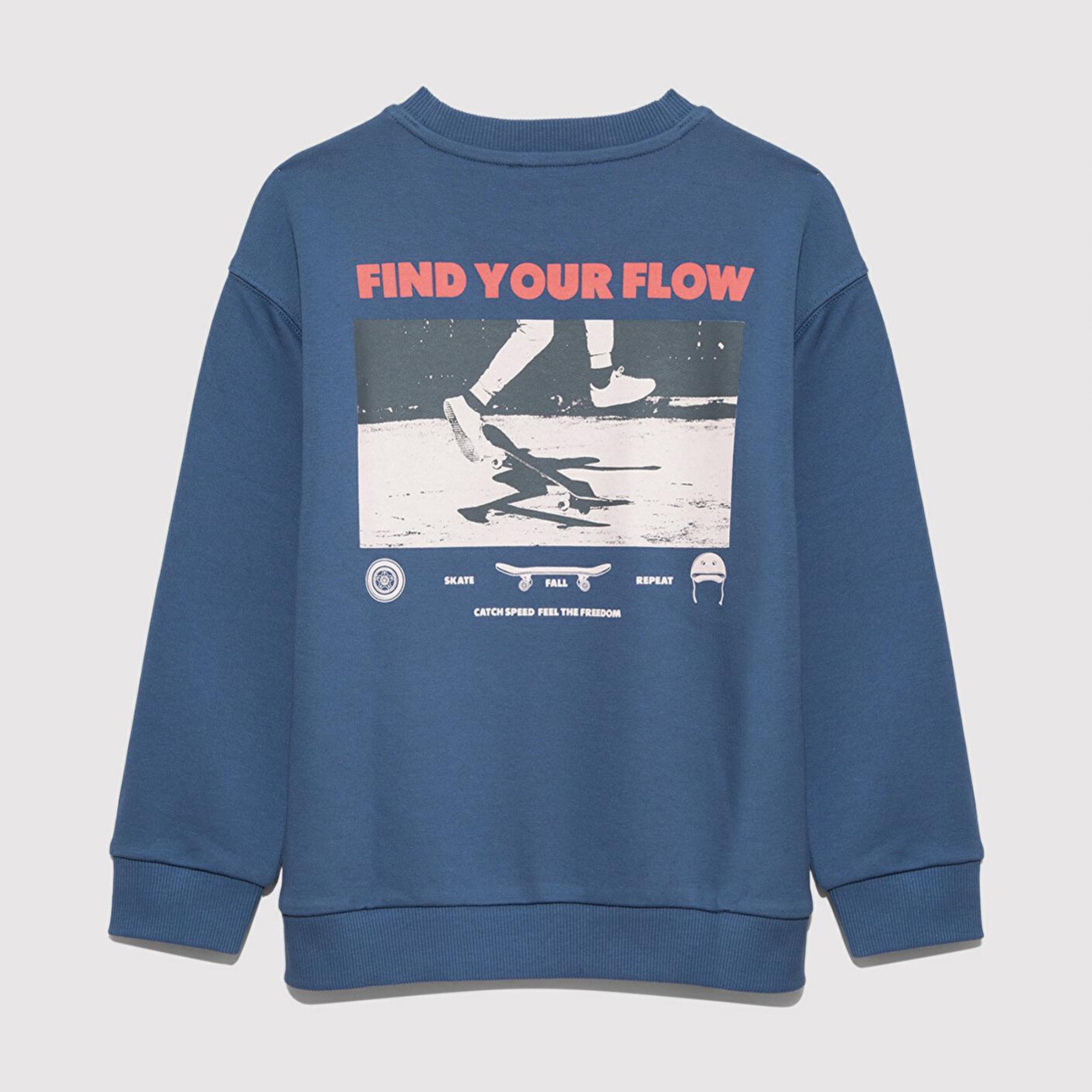 Mavi Baskılı Mavi Sweatshirt 6S10128-86702