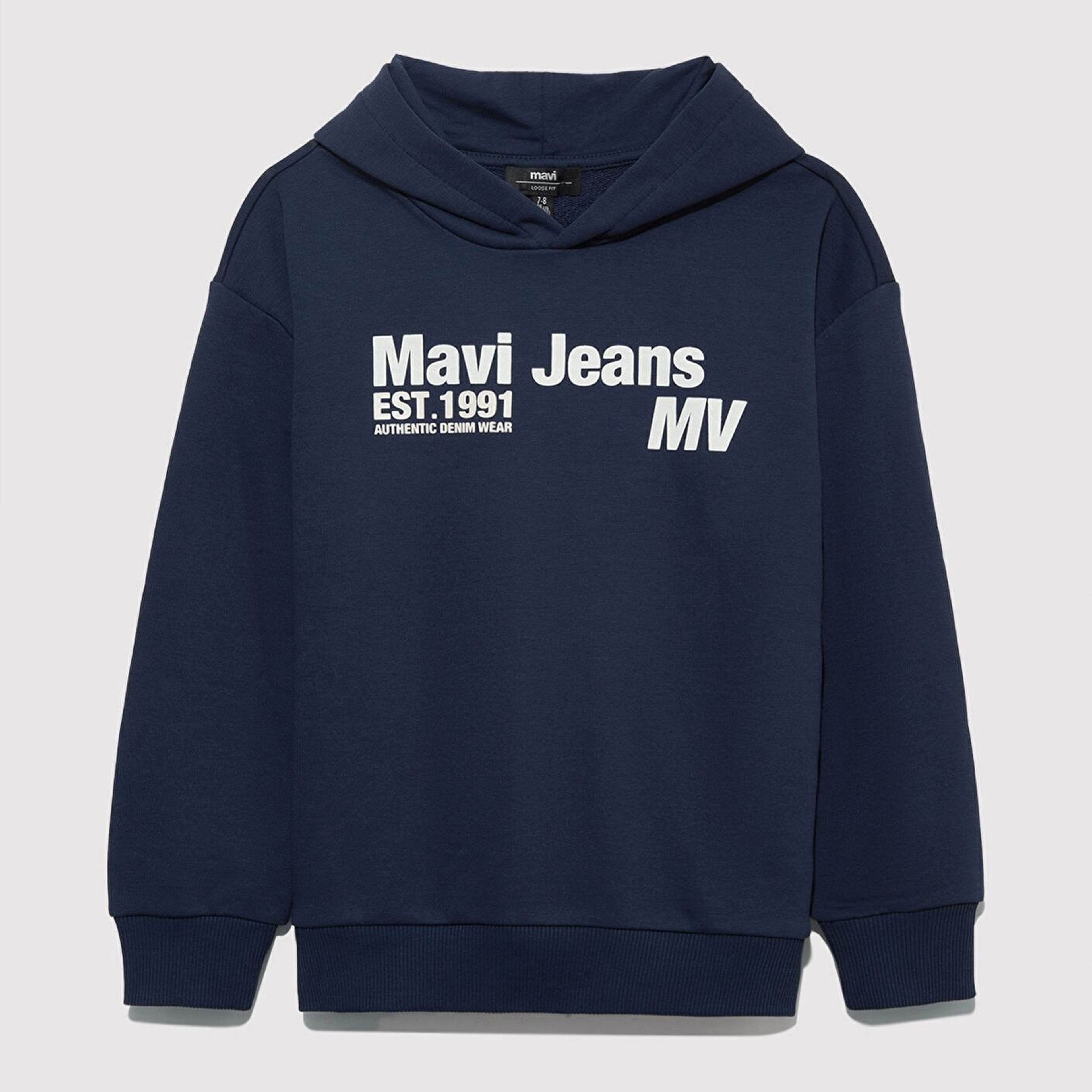 Mavi Mavi Jeans Baskılı Kapüşonlu Lacivert Sweatshirt 6S10141-82318