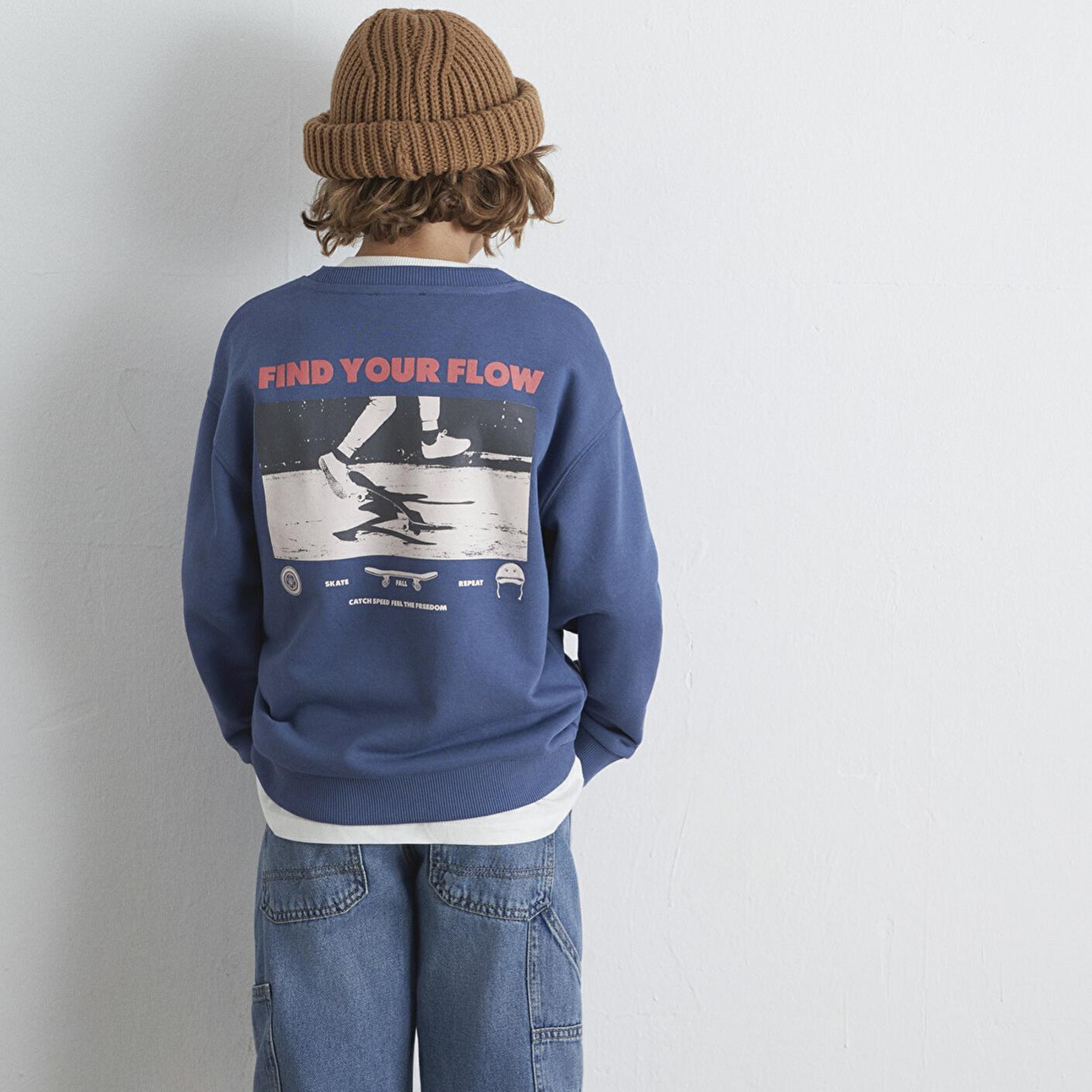 Mavi Baskılı Mavi Sweatshirt 6S10128-86702