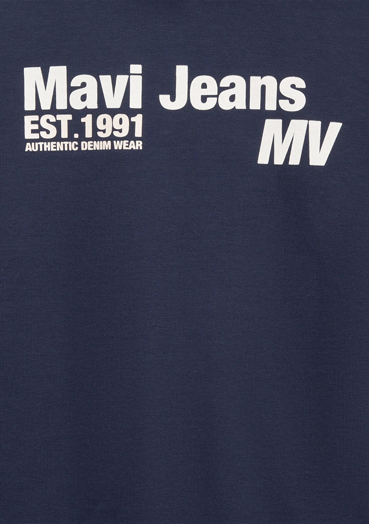 Mavi Mavi Jeans Baskılı Kapüşonlu Lacivert Sweatshirt 6S10141-82318