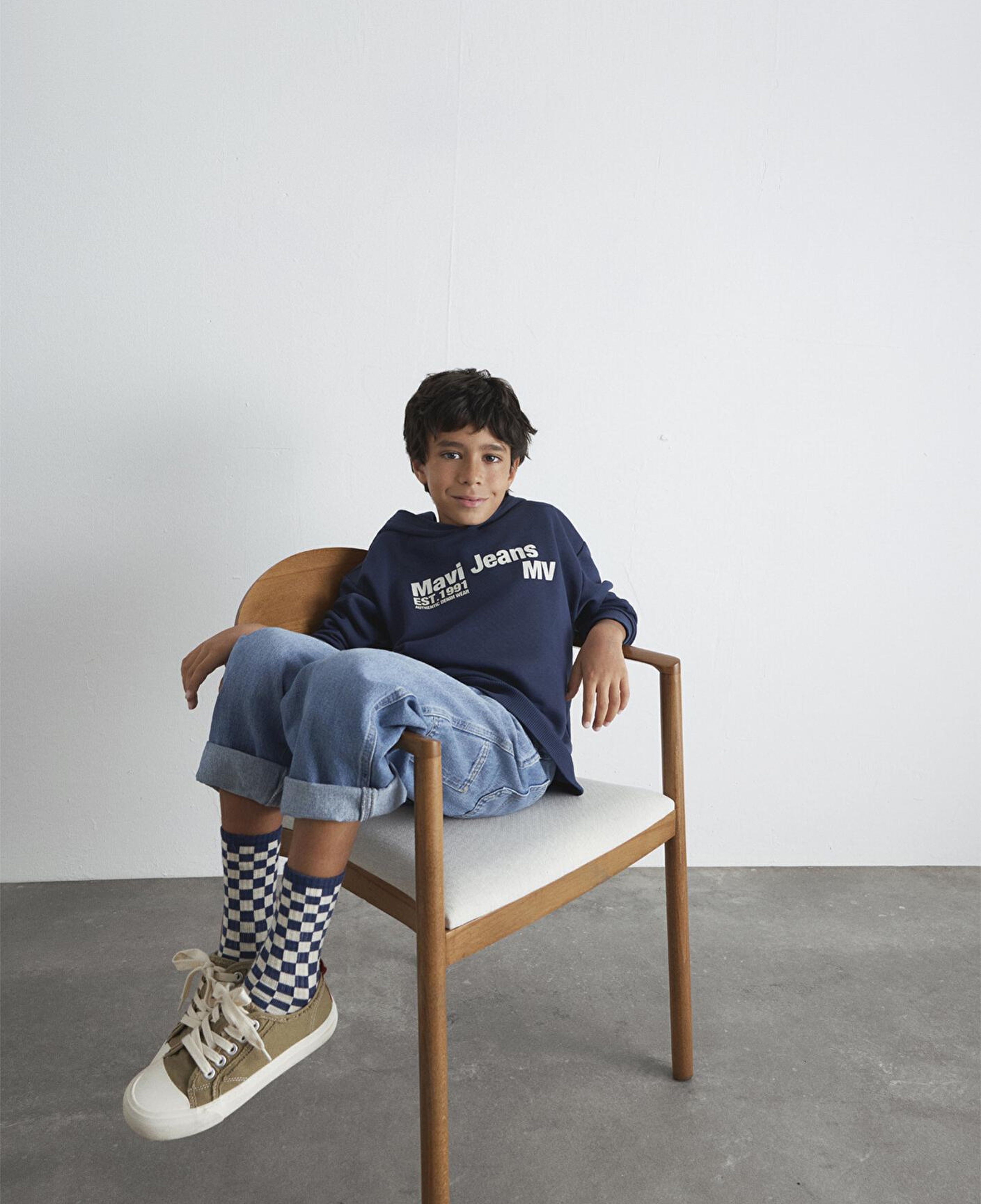 Mavi Mavi Jeans Baskılı Kapüşonlu Lacivert Sweatshirt 6S10141-82318