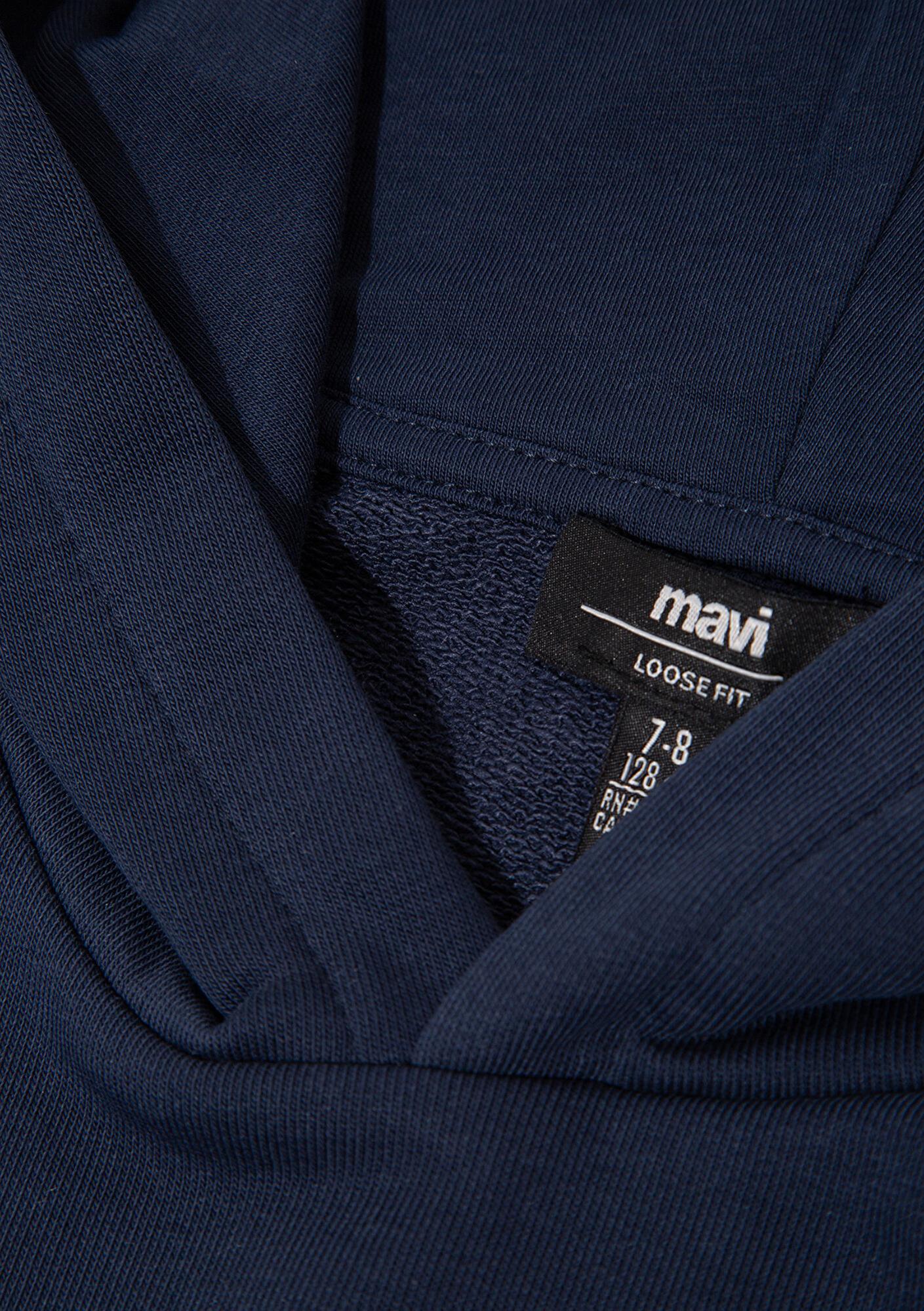 Mavi Mavi Jeans Baskılı Kapüşonlu Lacivert Sweatshirt 6S10141-82318