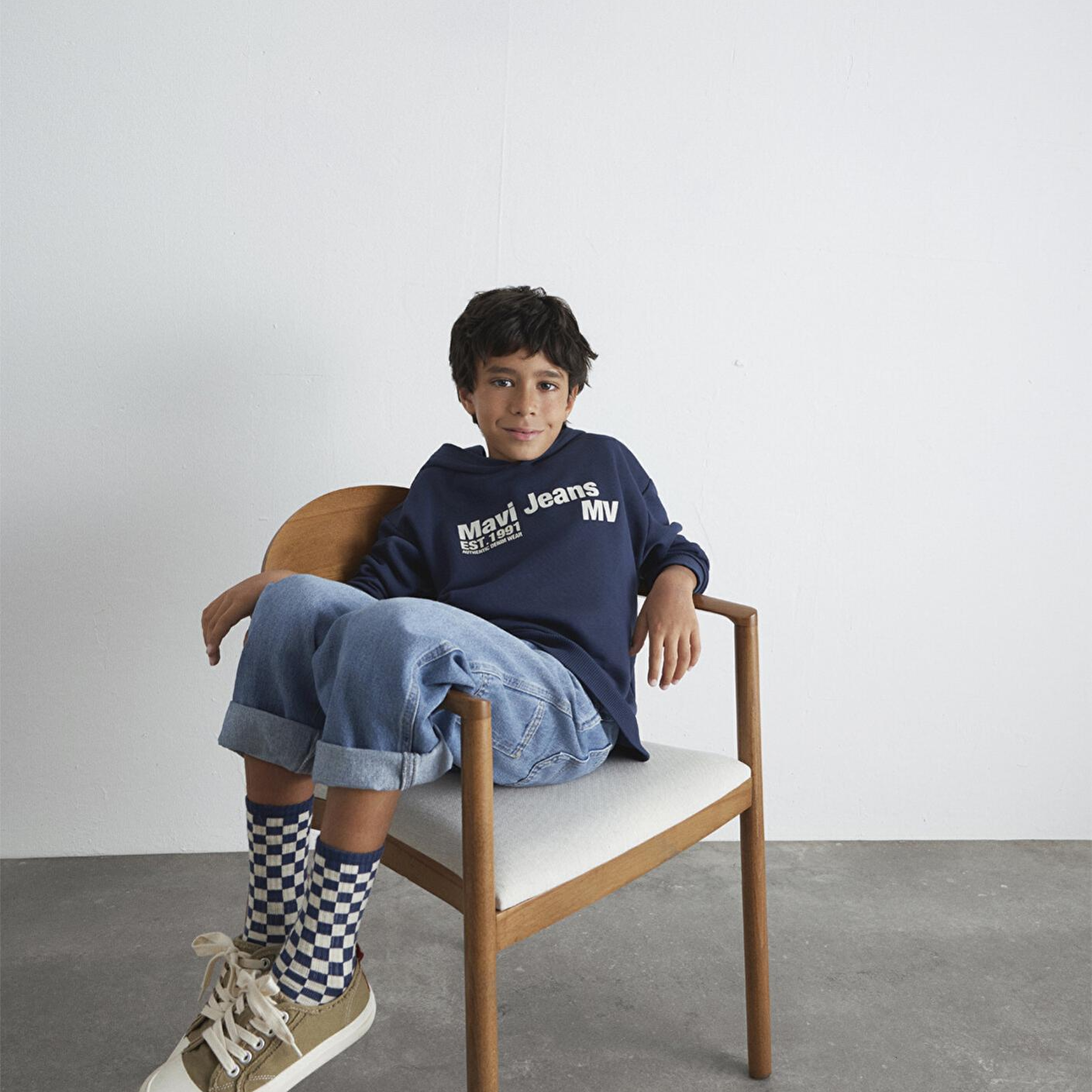 Mavi Mavi Jeans Baskılı Kapüşonlu Lacivert Sweatshirt 6S10141-82318