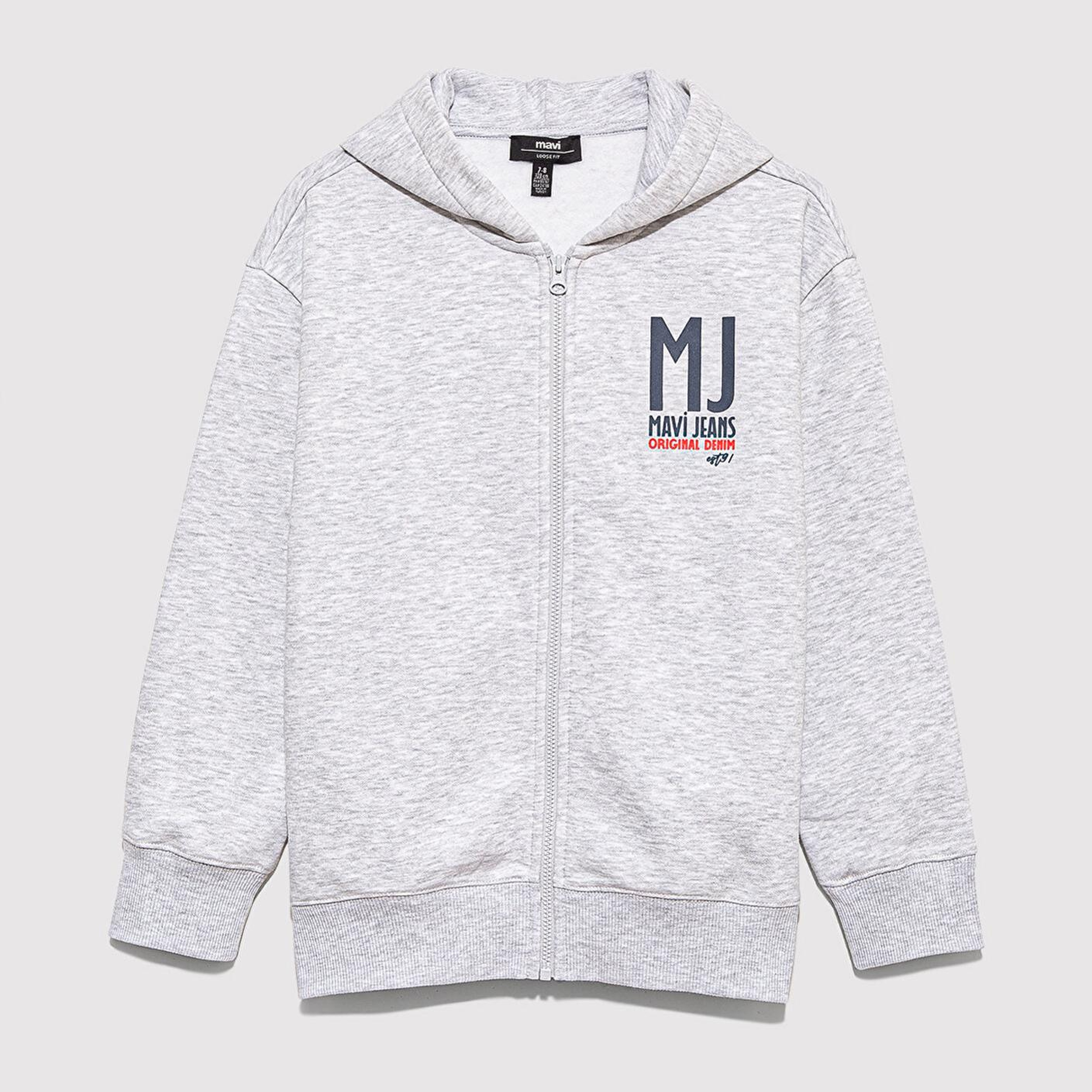 Mavi MJ Baskılı Kapüşonlu Gri Sweatshirt 6S10138-88467