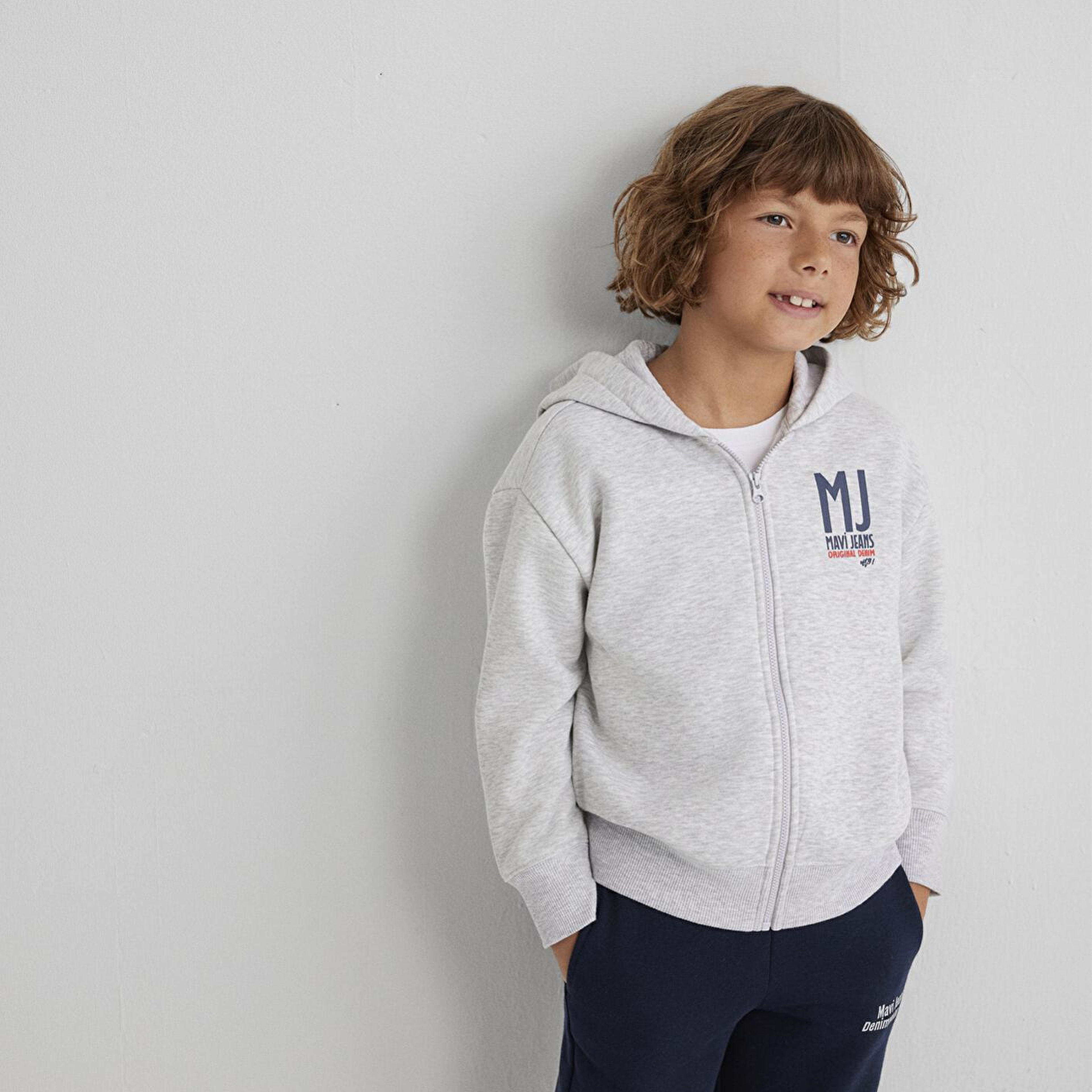 Mavi MJ Baskılı Kapüşonlu Gri Sweatshirt 6S10138-88467