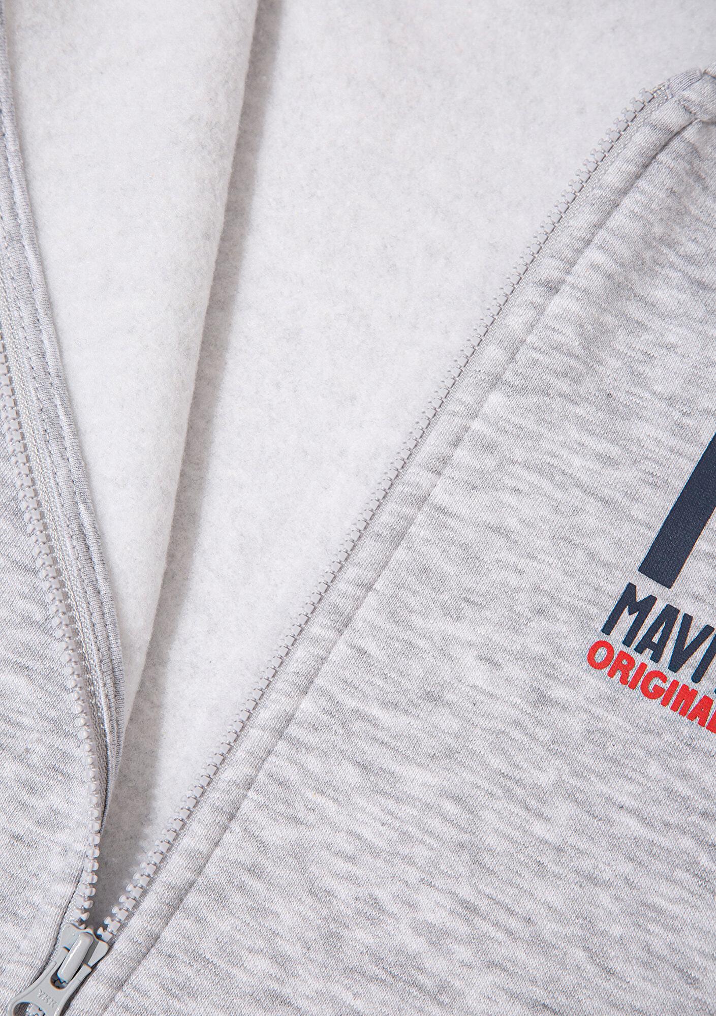 Mavi MJ Baskılı Kapüşonlu Gri Sweatshirt 6S10138-88467