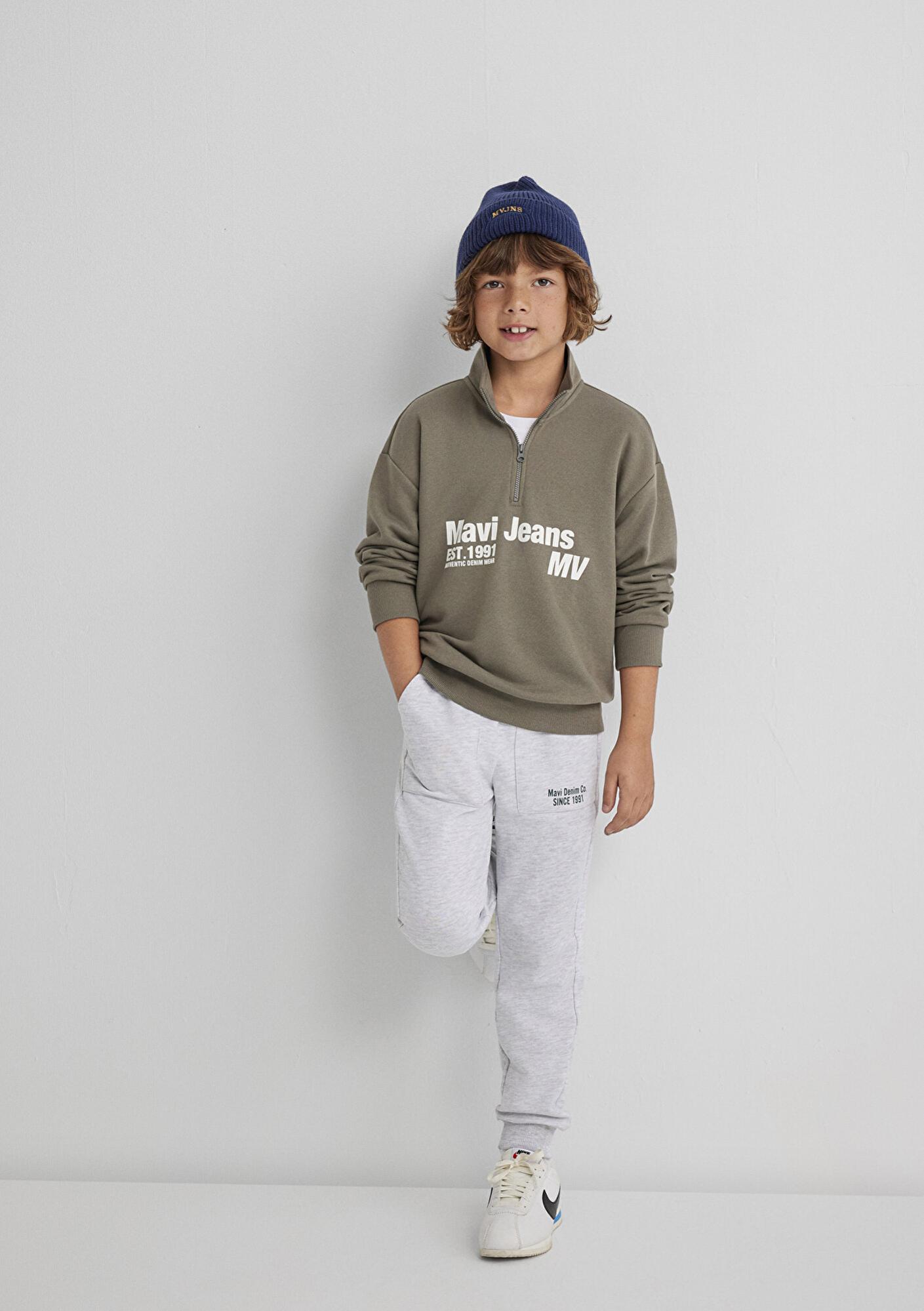 Mavi Baskılı Gri Eşofman Altı 6010021-88467