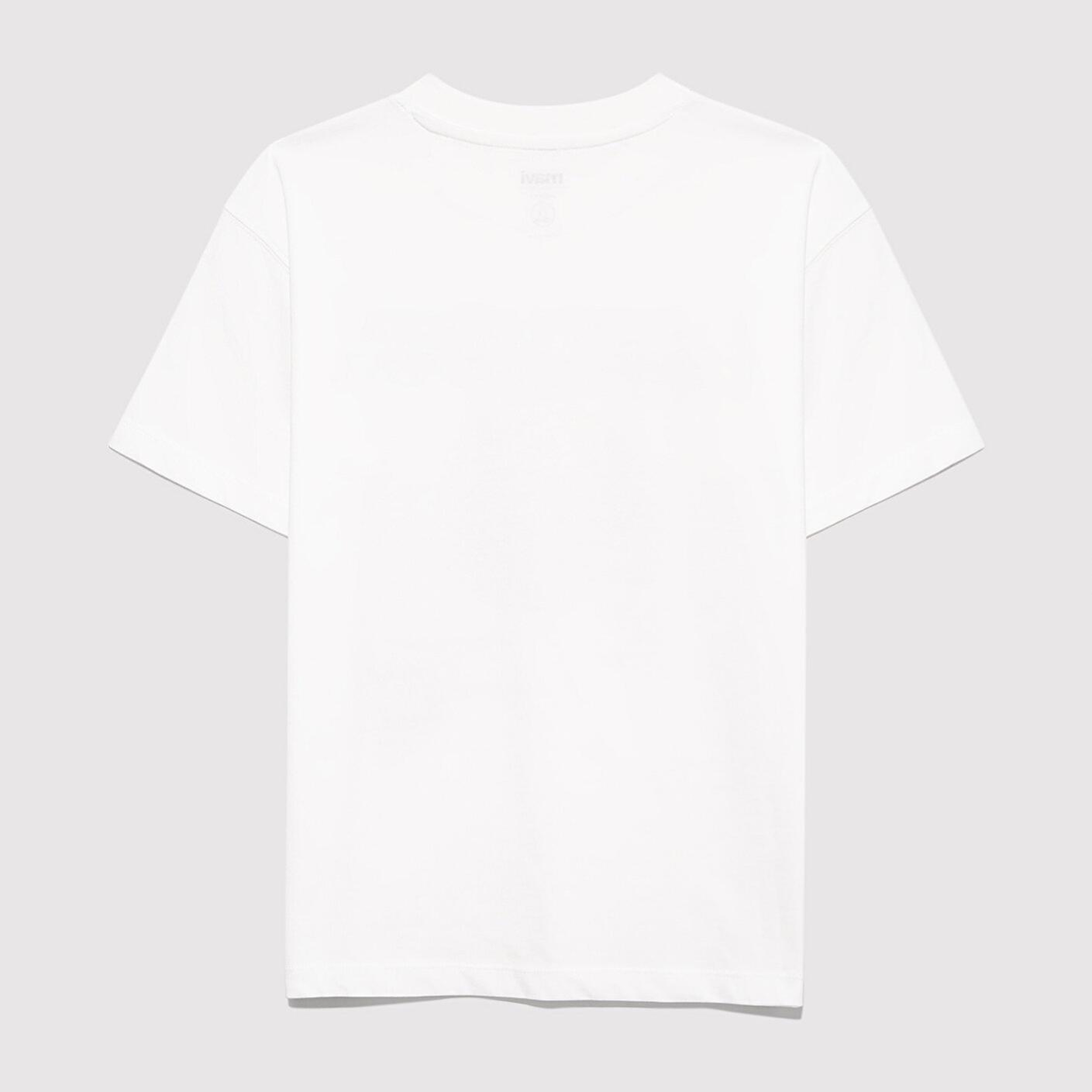 Mavi Baskılı Ekru Tişört Loose Fit / Bol Rahat Kesim 6610360-70057