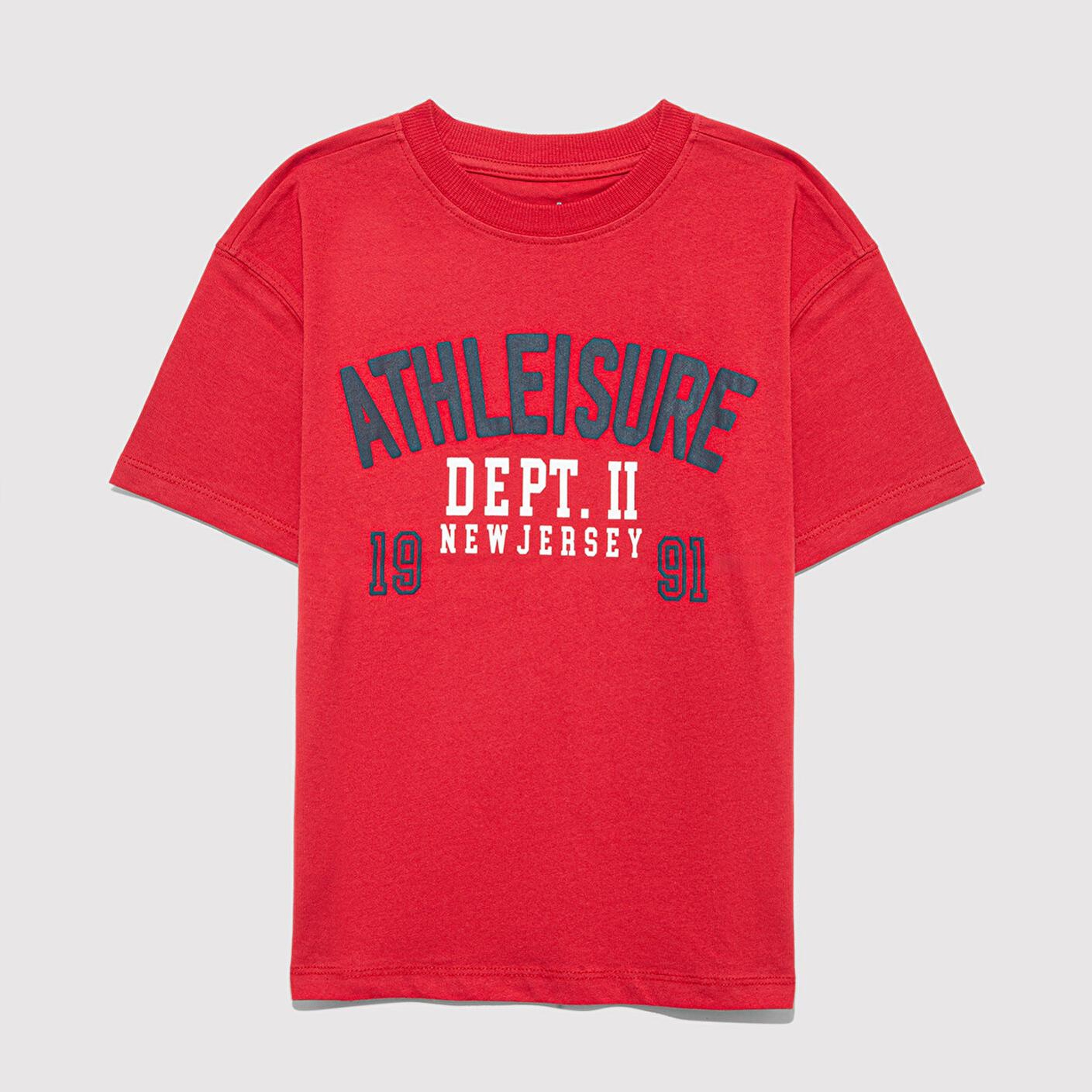 Mavi Baskılı Kırmızı Tişört Loose Fit / Bol Rahat Kesim 6610358-85905