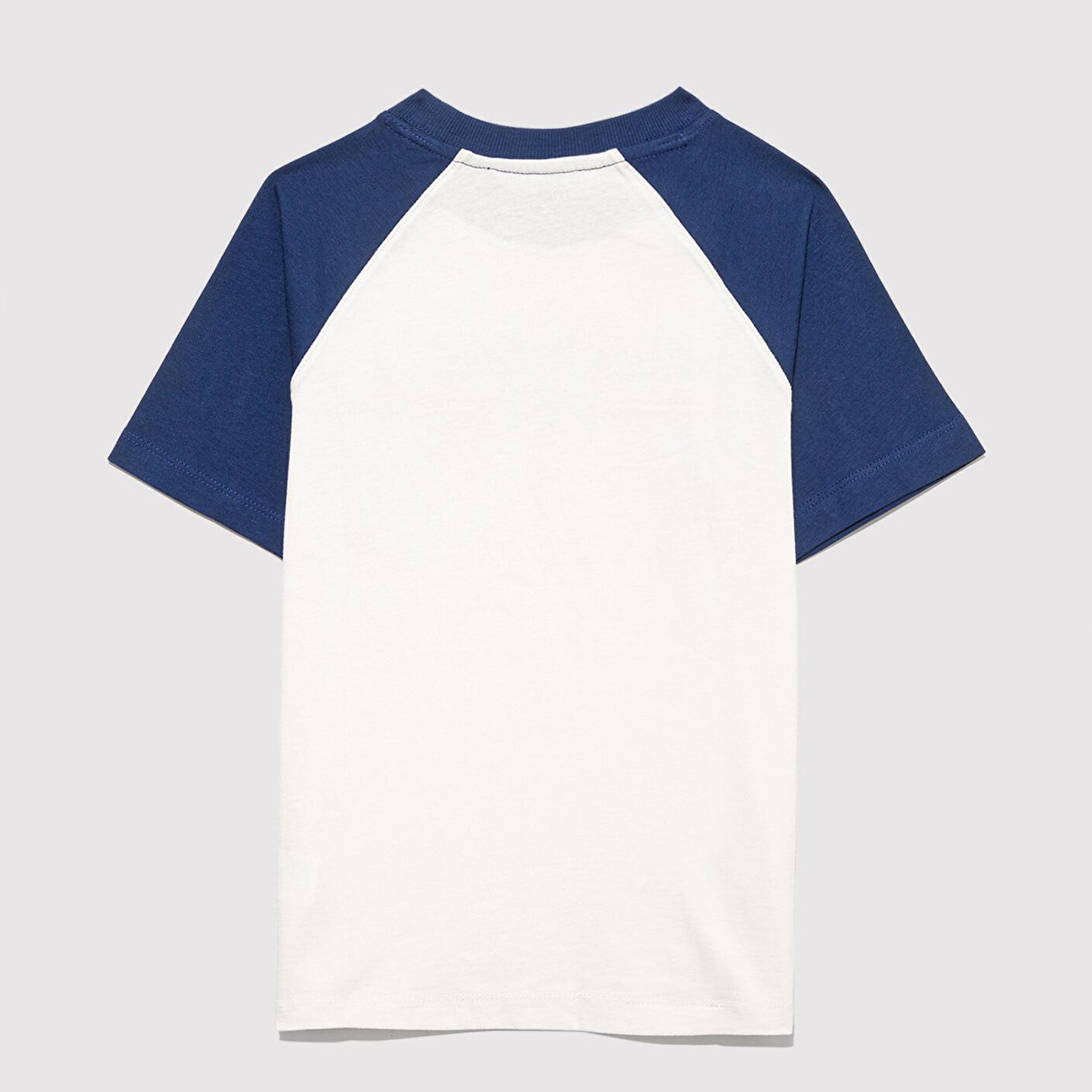 Mavi Baskılı Ekru Tişört Loose Fit / Bol Rahat Kesim 6610357-70057