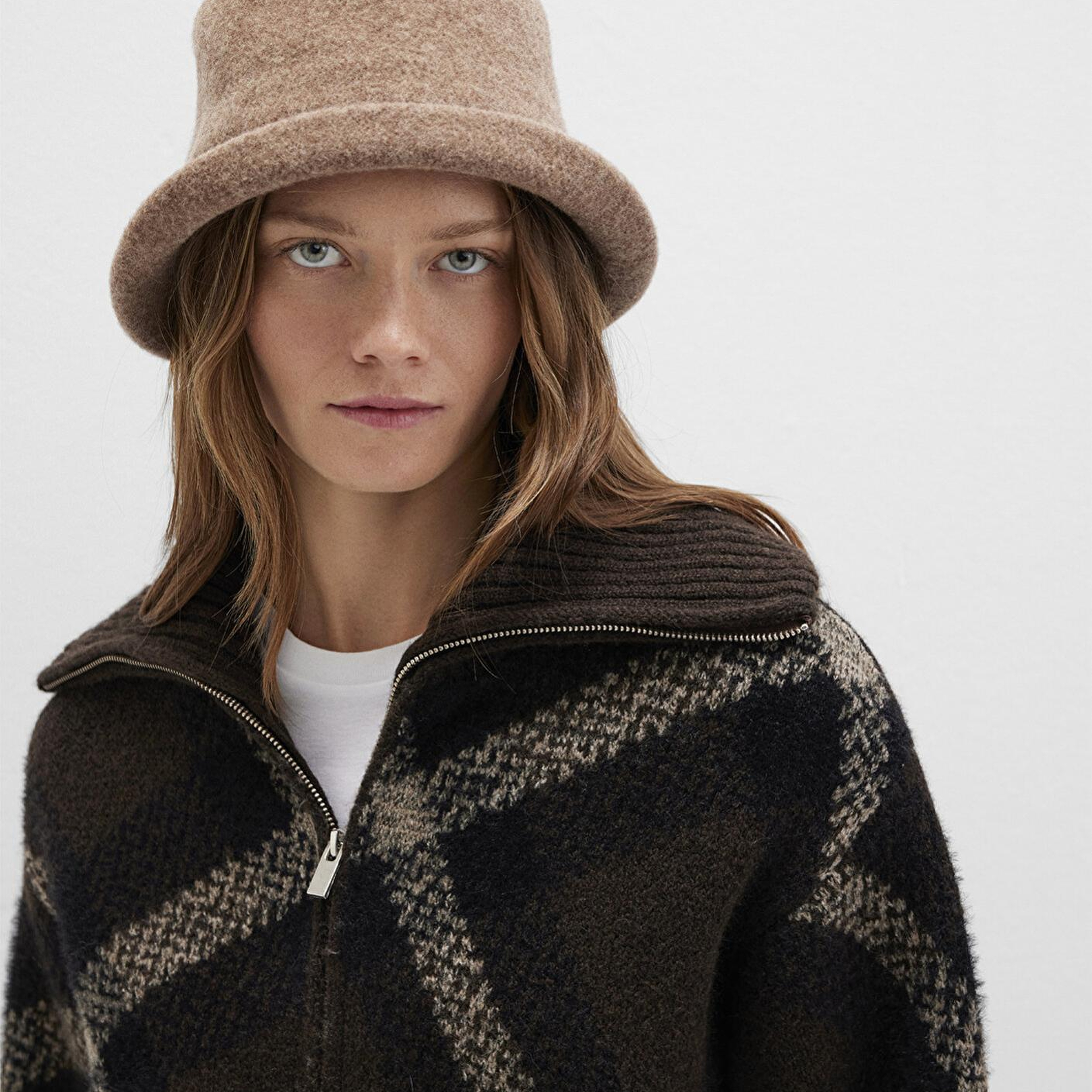 Mavi Yün Karışımlı Kahverengi Şapka 1911759-32164