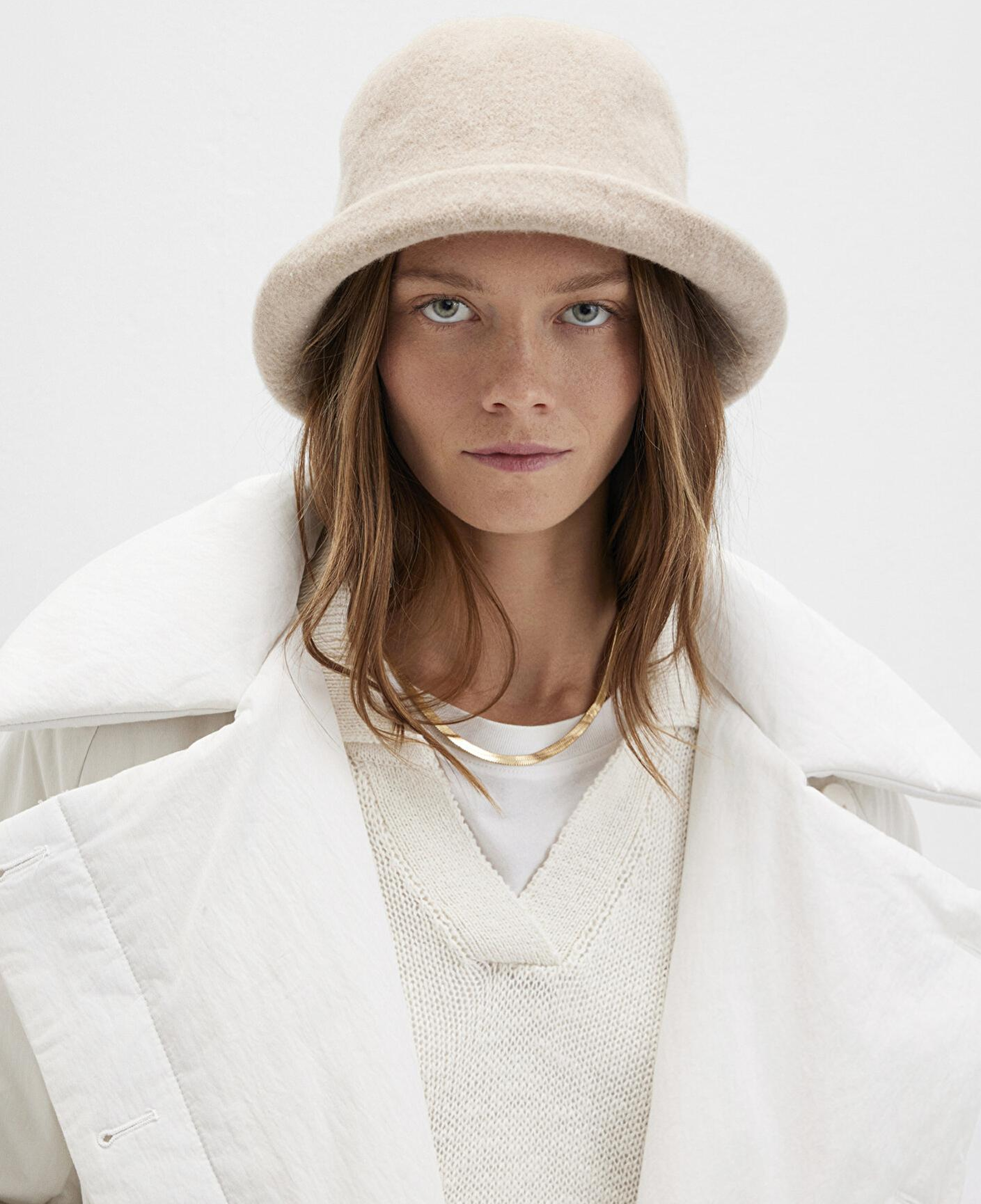 Mavi Yün Karışımlı Bej Şapka 1911759-70055