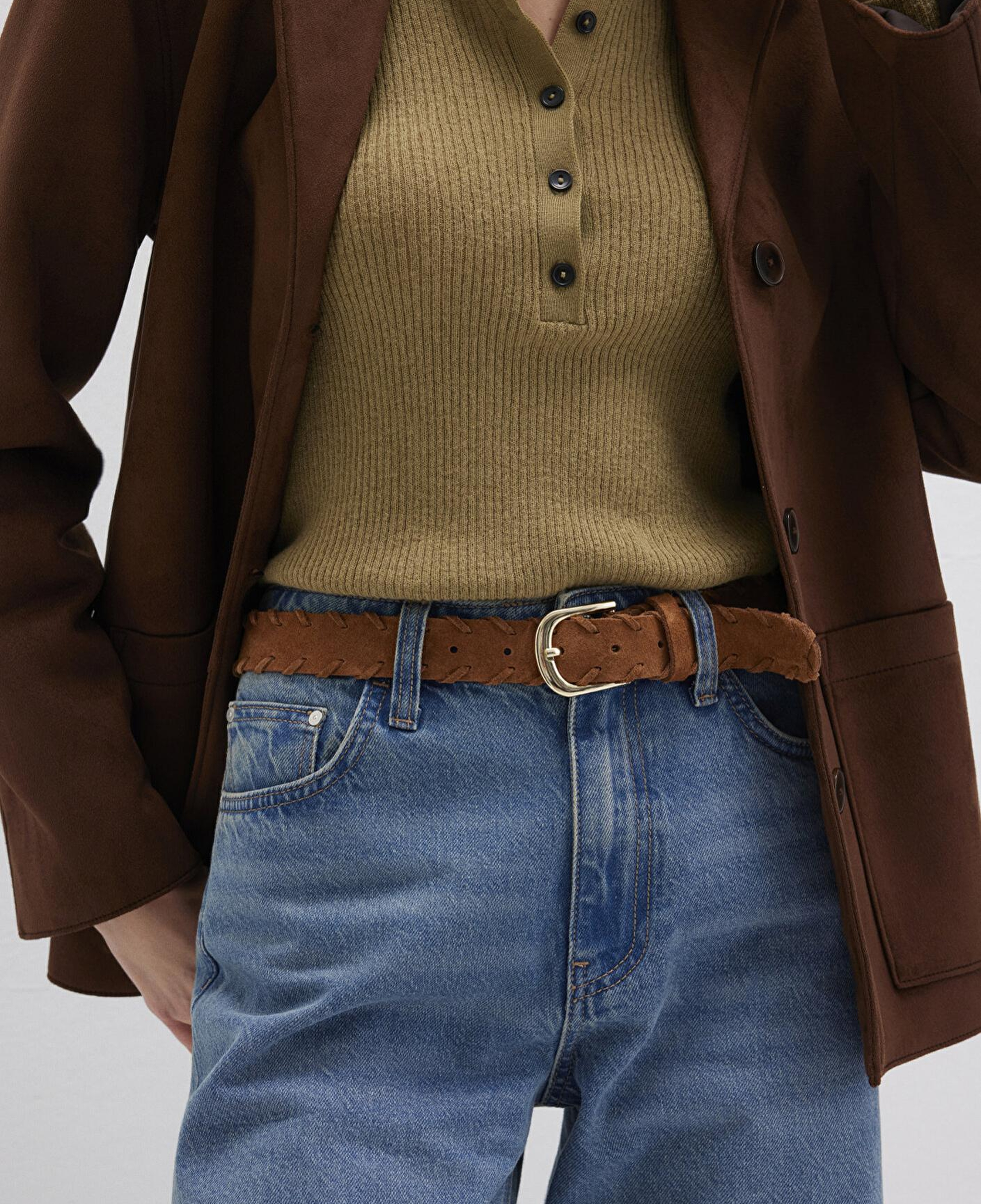 Mavi Kahverengi Süet Deri Kemer 1913565-70304