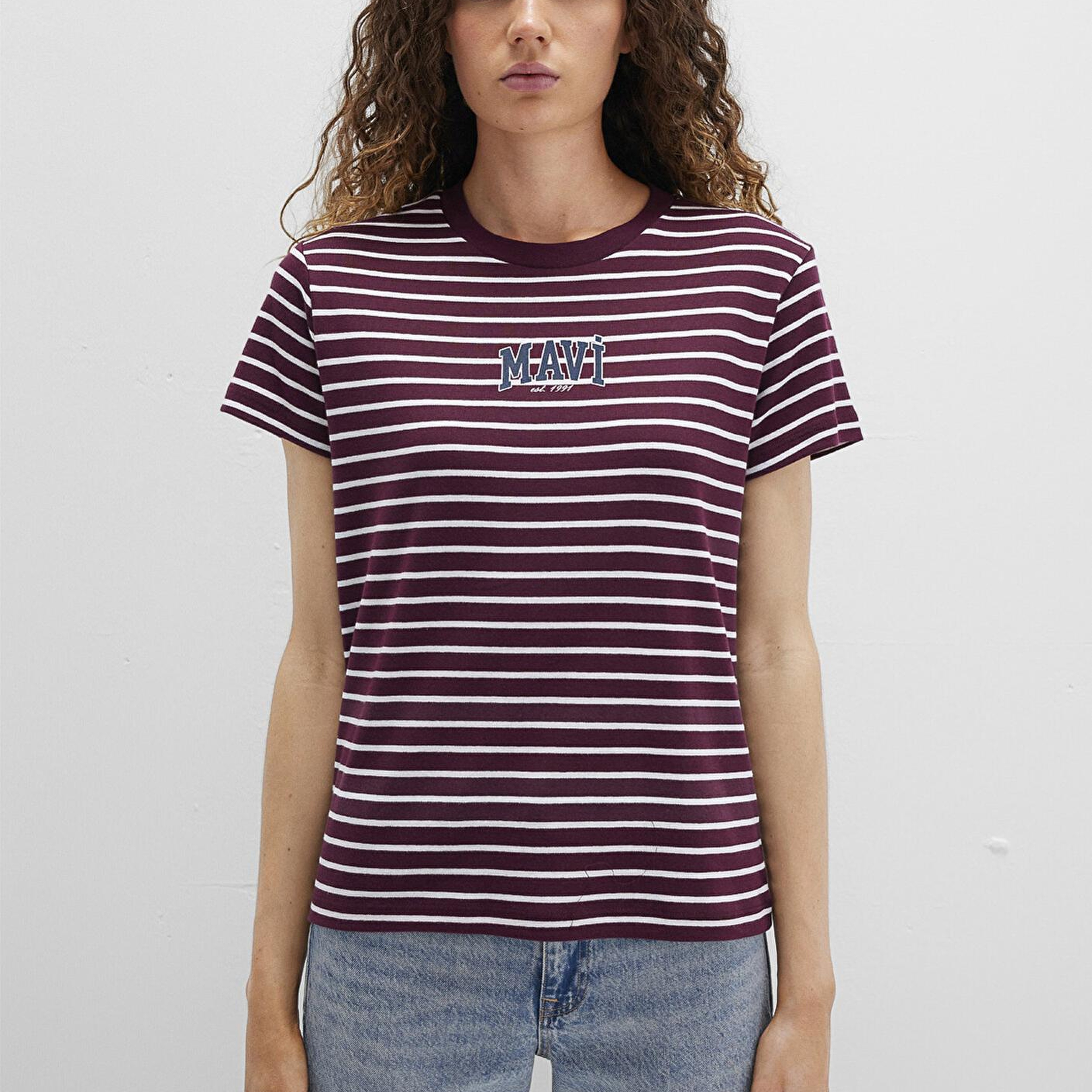 Mavi Mavi Logo Baskılı Bordo Tişört Regular Fit / Normal Kesim 1613562-87982