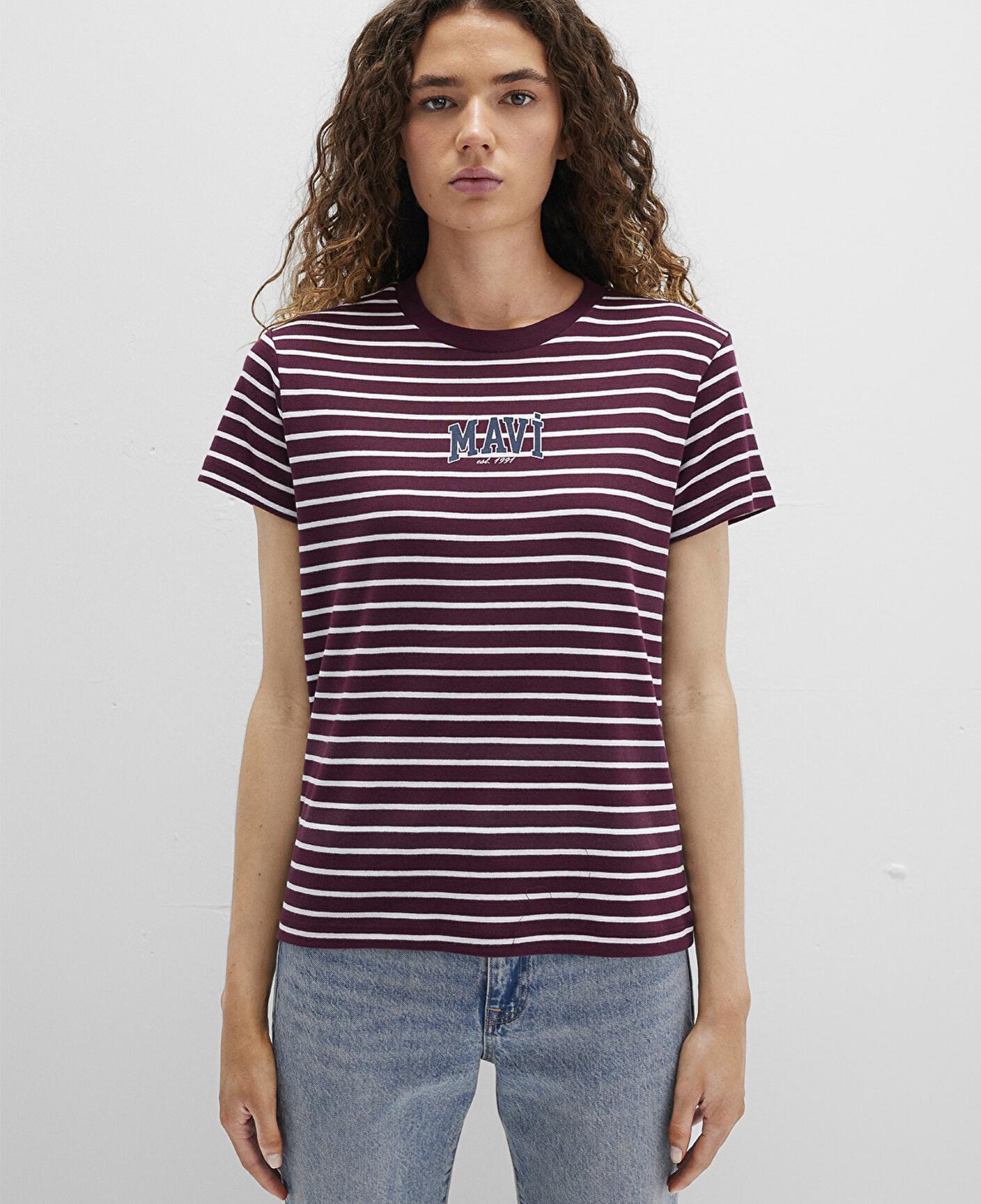 Mavi Mavi Logo Baskılı Bordo Tişört Regular Fit / Normal Kesim 1613562-87982