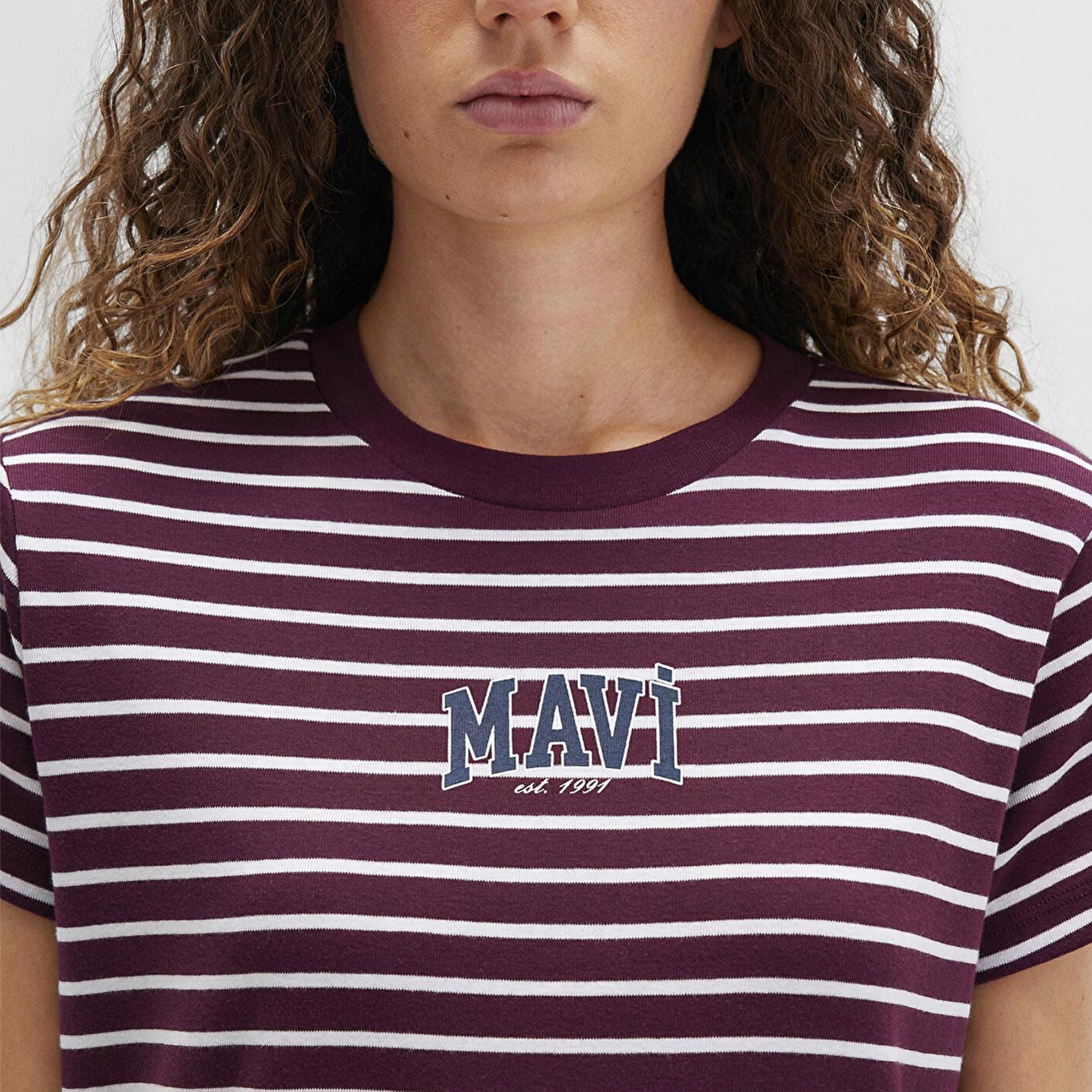 Mavi Mavi Logo Baskılı Bordo Tişört Regular Fit / Normal Kesim 1613562-87982