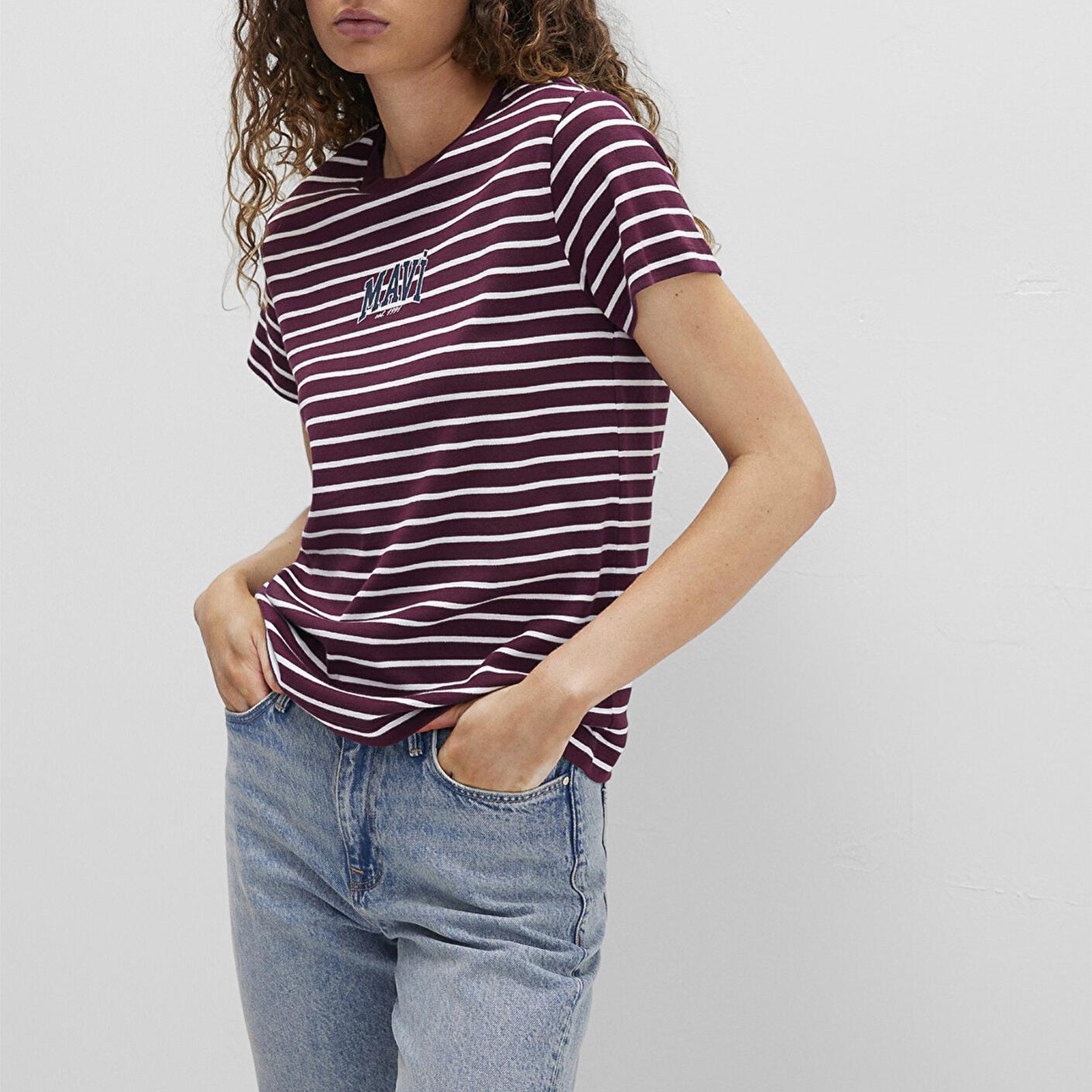 Mavi Mavi Logo Baskılı Bordo Tişört Regular Fit / Normal Kesim 1613562-87982