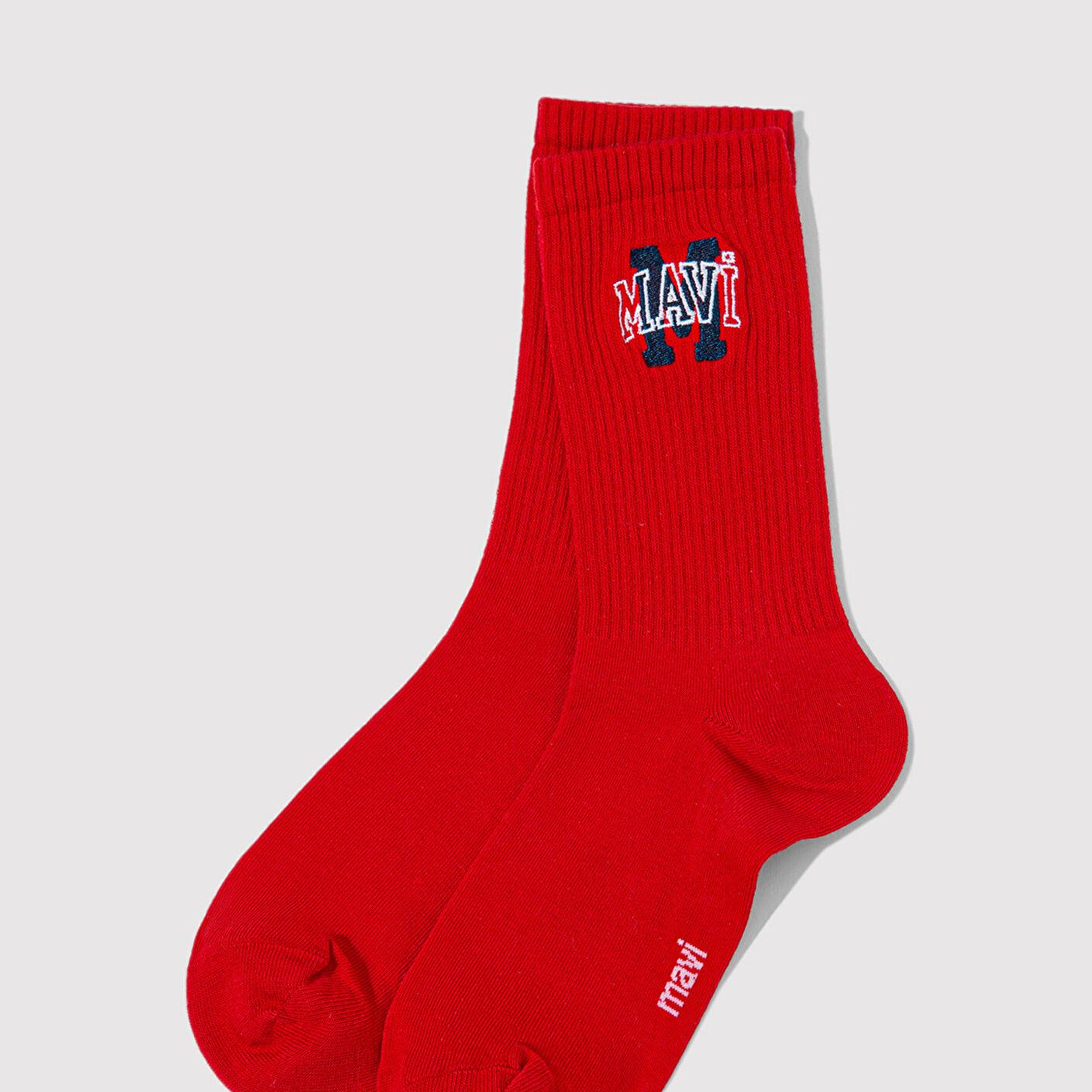 Mavi Mavi Logo Nakışlı Kırmızı Soket Çorap 1913540-30370