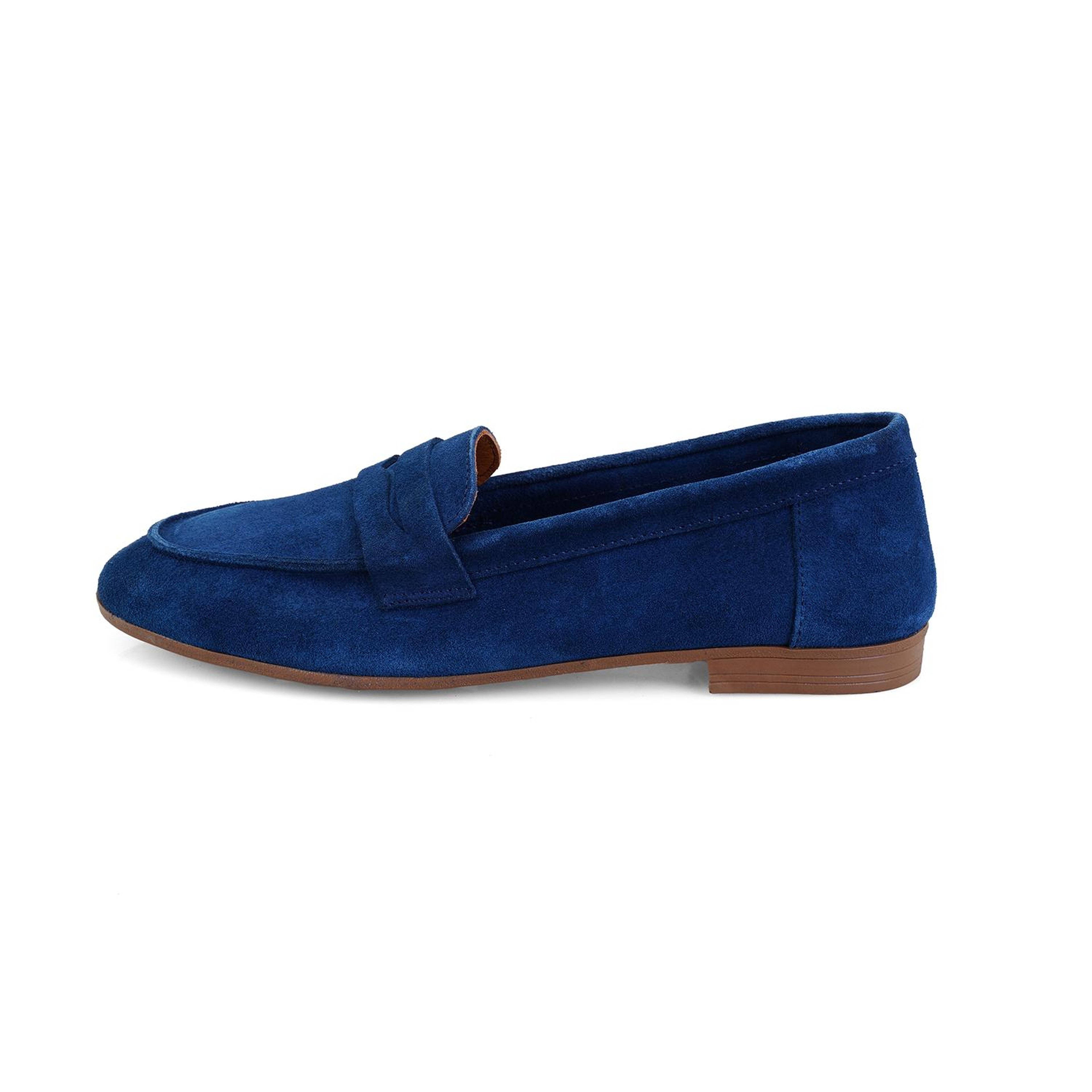 Kadın Mavi Süet Deri Loafer