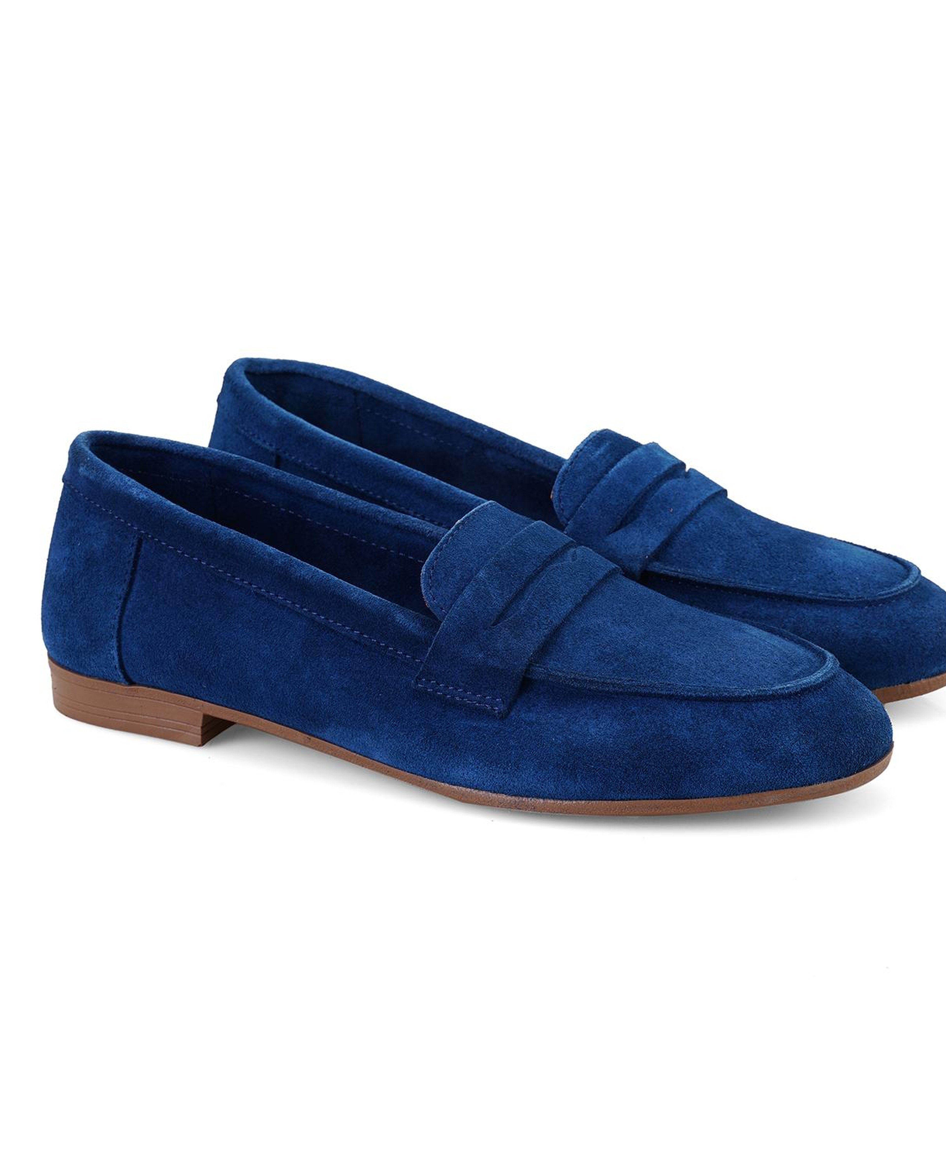 Kadın Mavi Süet Deri Loafer