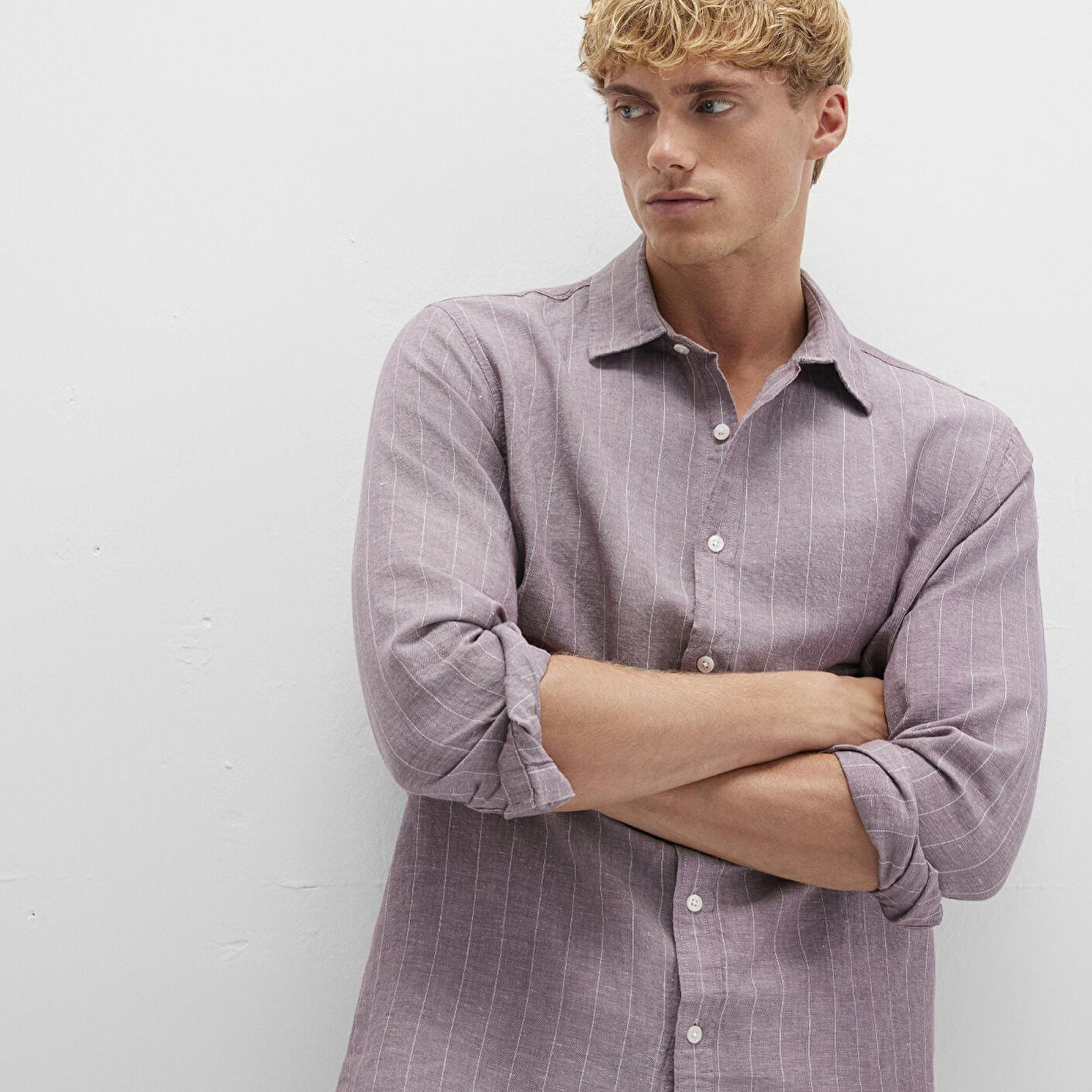 Mavi Çizgili Mor Gömlek Regular Fit / Normal Kesim 0211704-90926