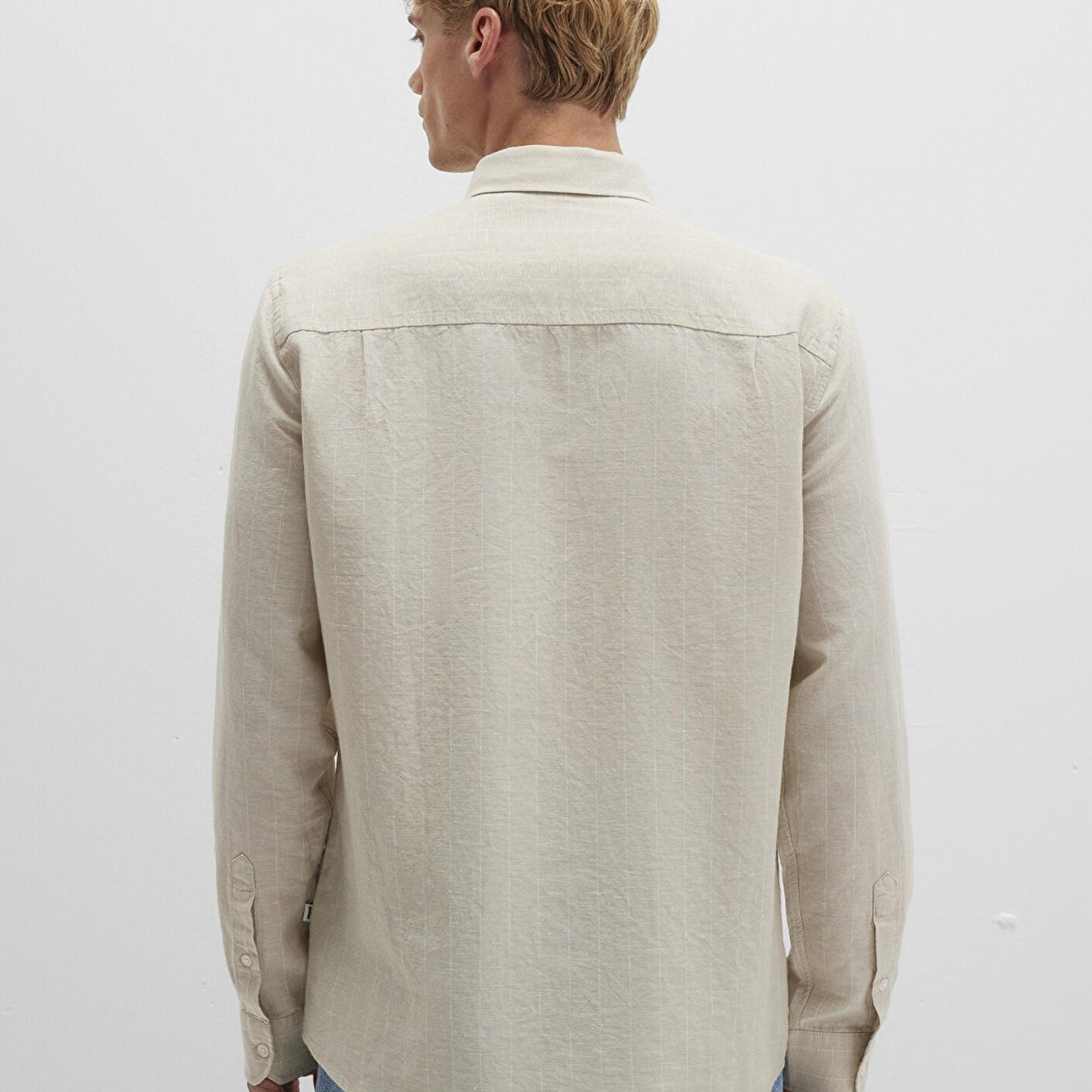 Mavi Çizgili Bej Gömlek Regular Fit / Normal Kesim 0211704-90925