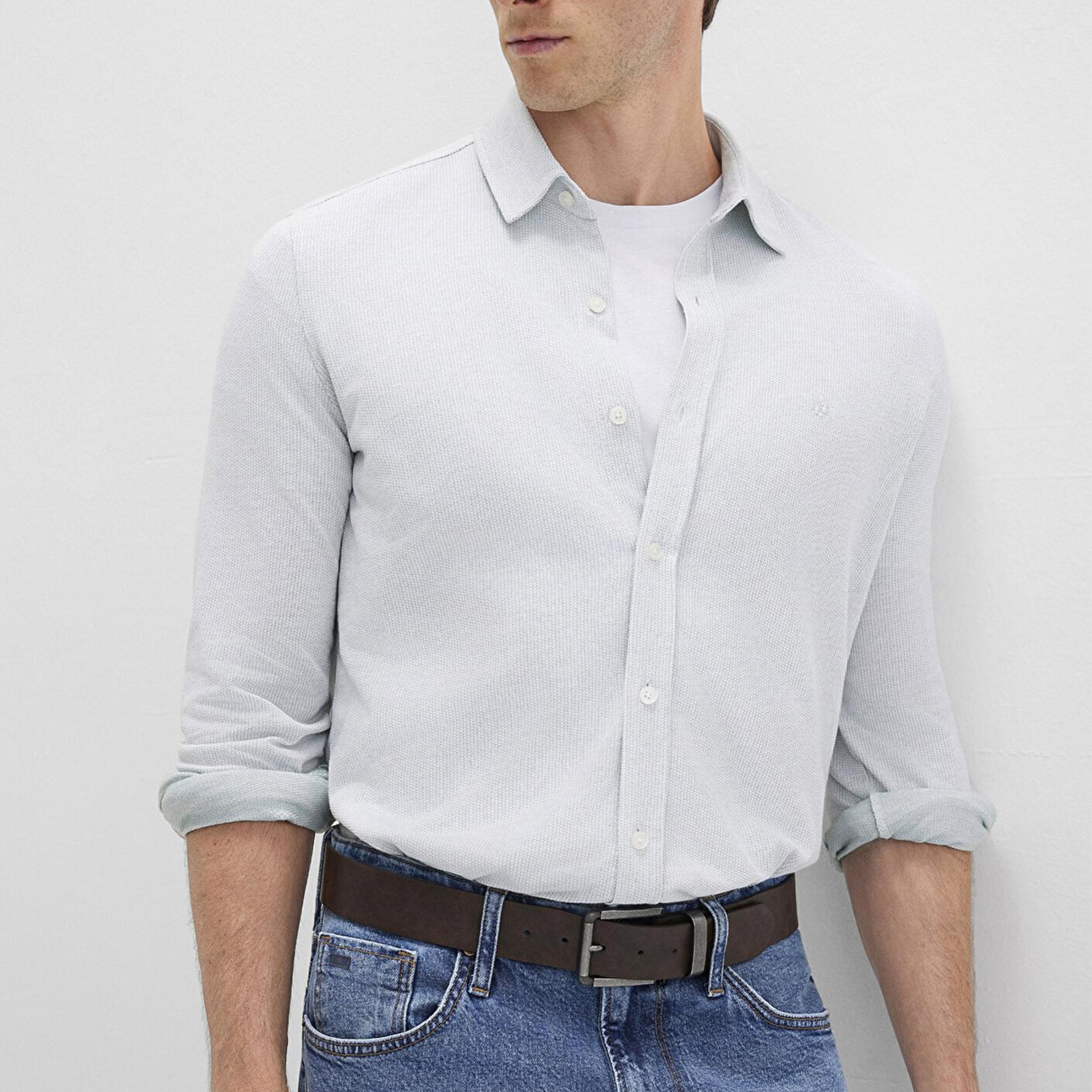 Mavi Dokulu Açık Mavi Gömlek Slim Fit / Dar Kesim 0211664-71476