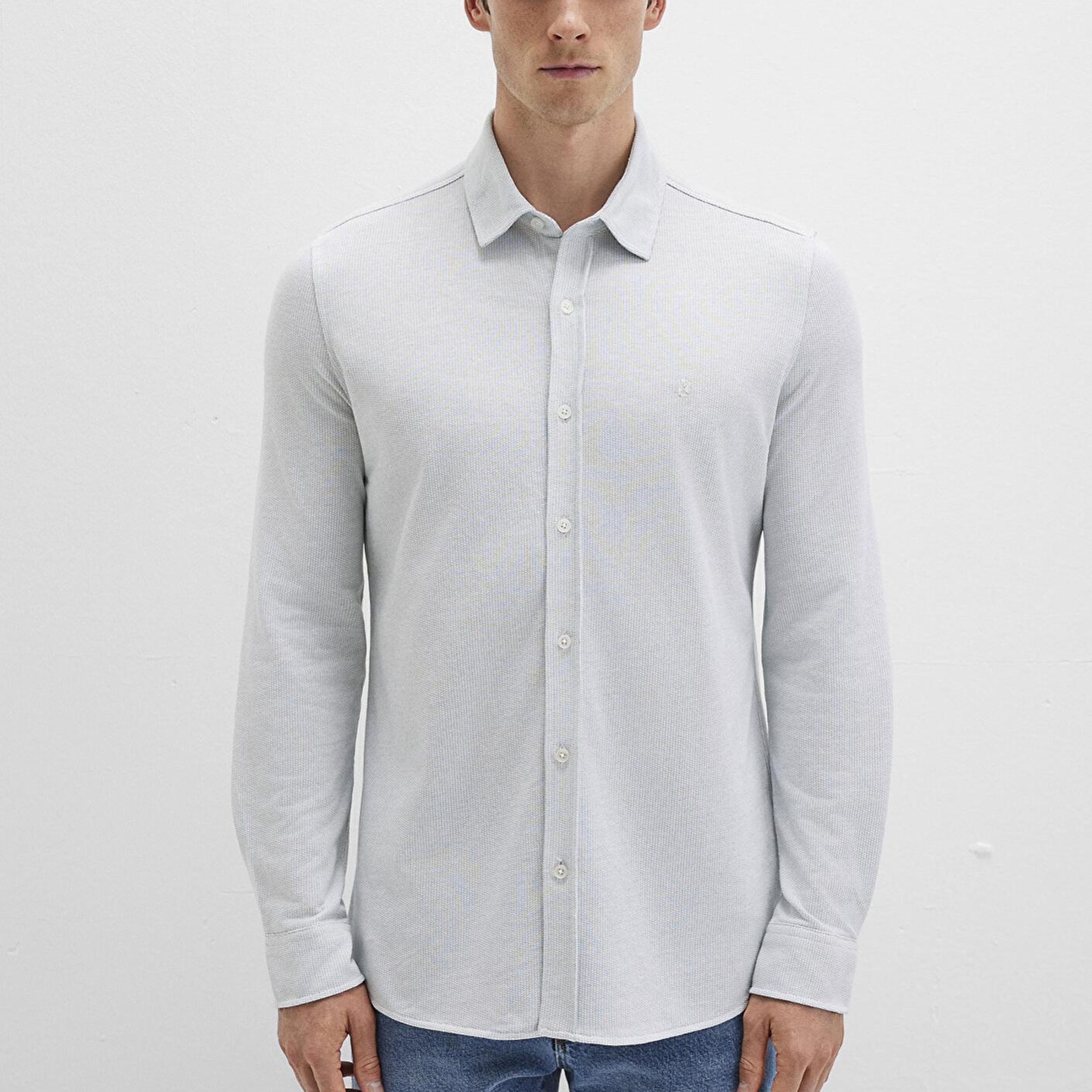 Mavi Dokulu Açık Mavi Gömlek Slim Fit / Dar Kesim 0211664-71476