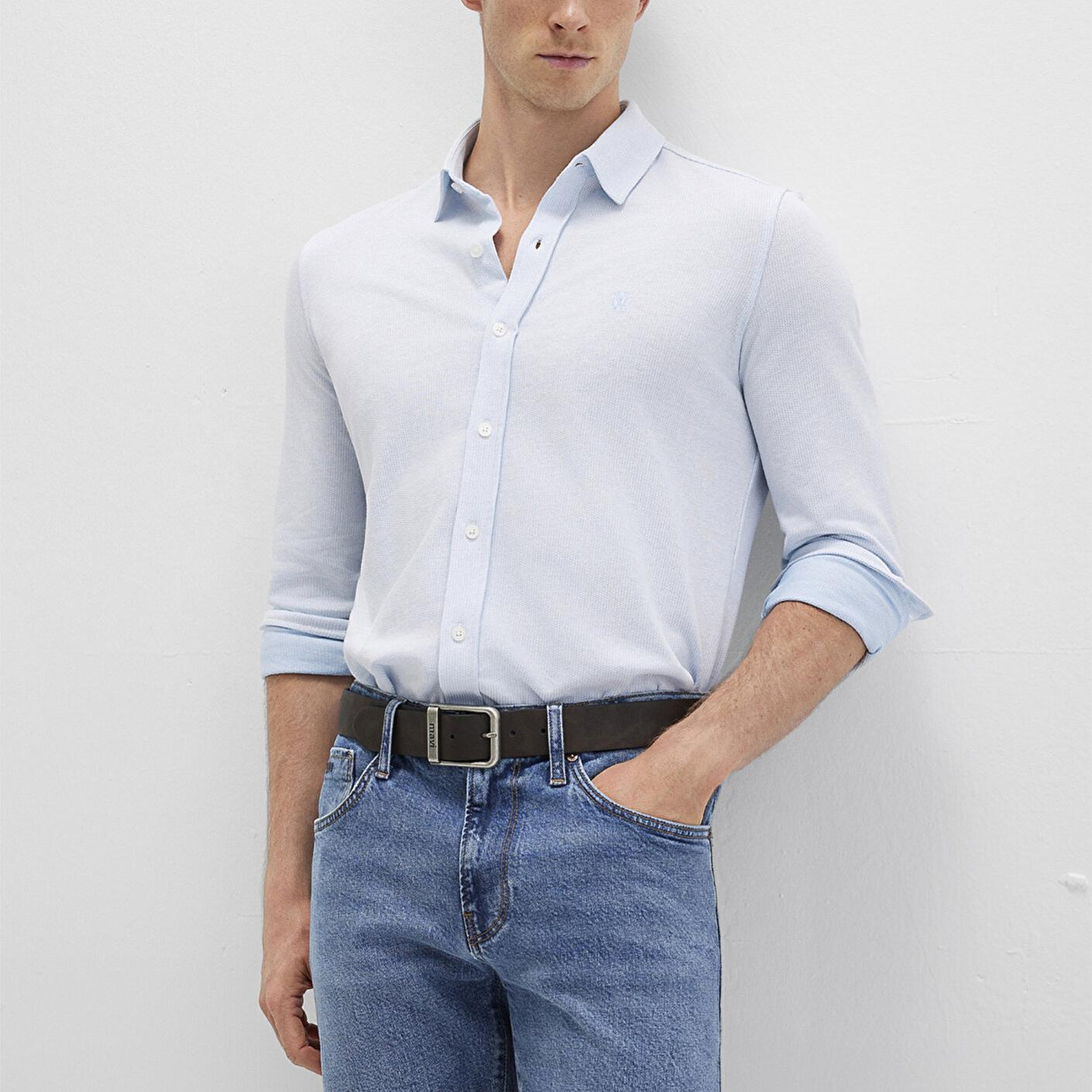 Mavi Dokulu Mavi Gömlek Slim Fit / Dar Kesim 0211664-90900