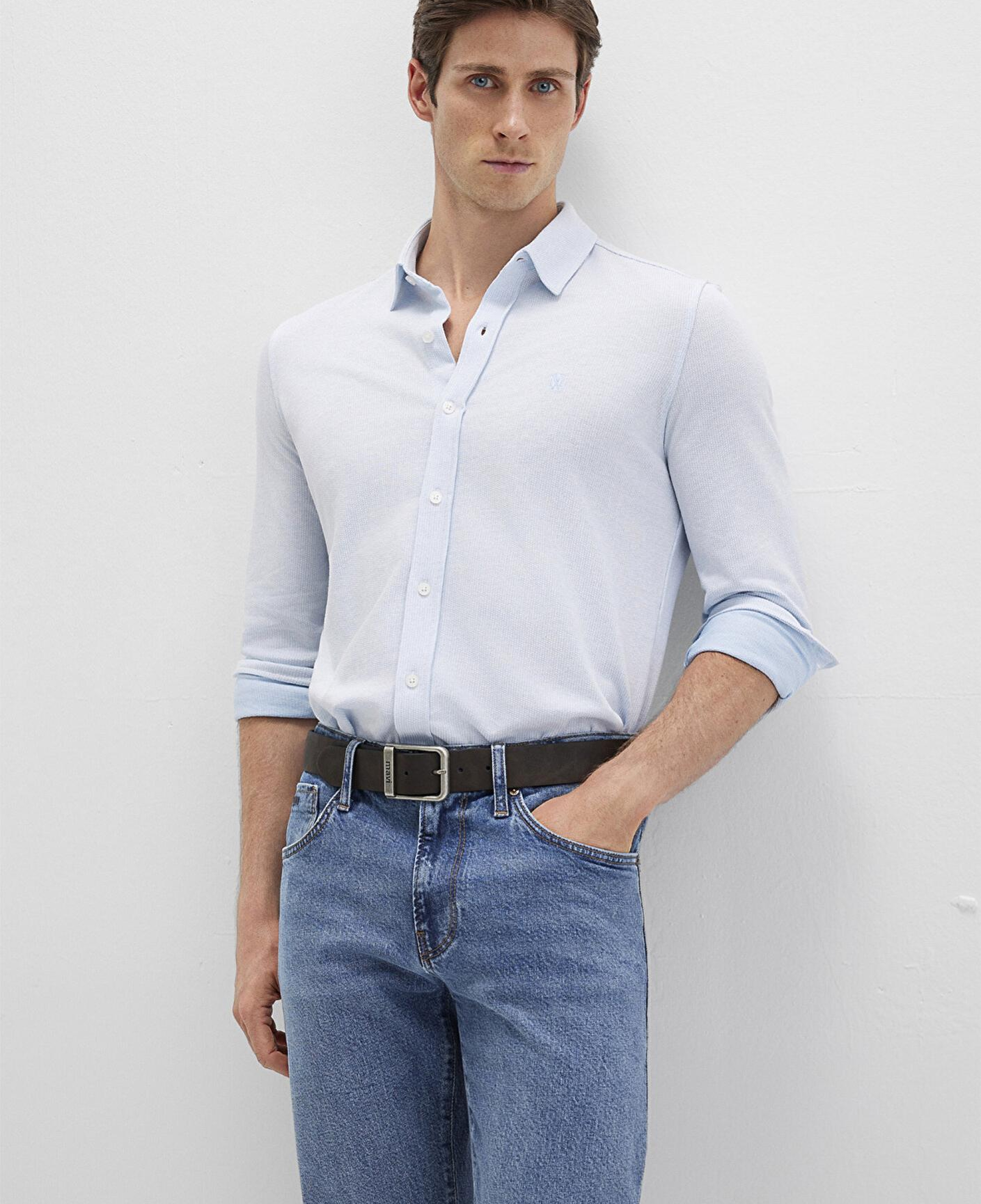 Mavi Dokulu Mavi Gömlek Slim Fit / Dar Kesim 0211664-90900