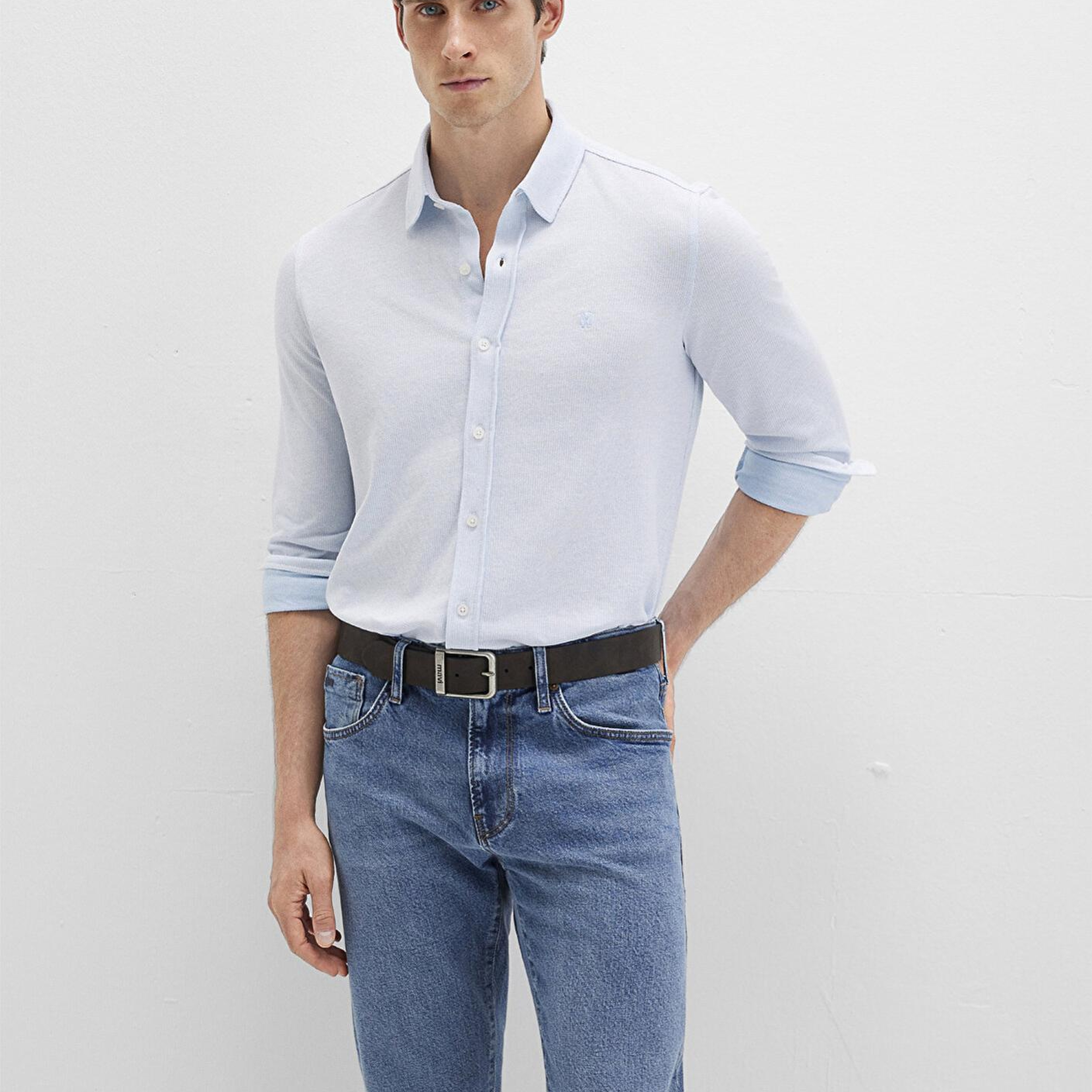 Mavi Dokulu Mavi Gömlek Slim Fit / Dar Kesim 0211664-90900