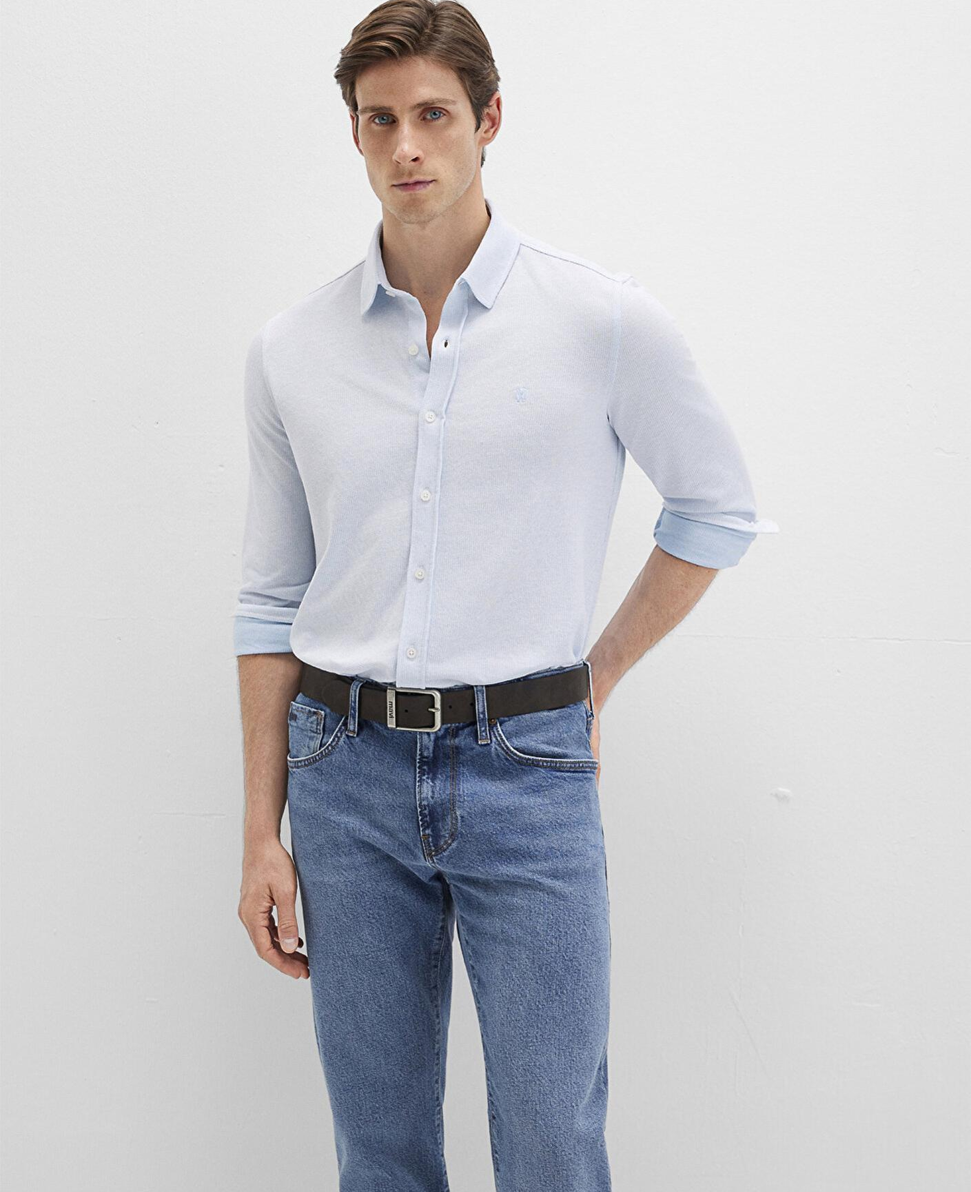 Mavi Dokulu Mavi Gömlek Slim Fit / Dar Kesim 0211664-90900