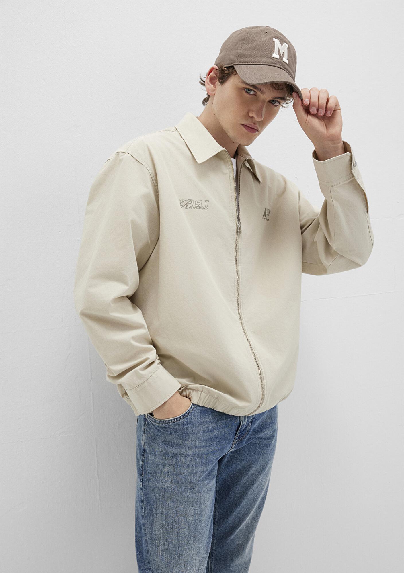 Mavi MV Baskılı Ekru İnce Ceket Oversize / Geniş Kesim 0211690-70065