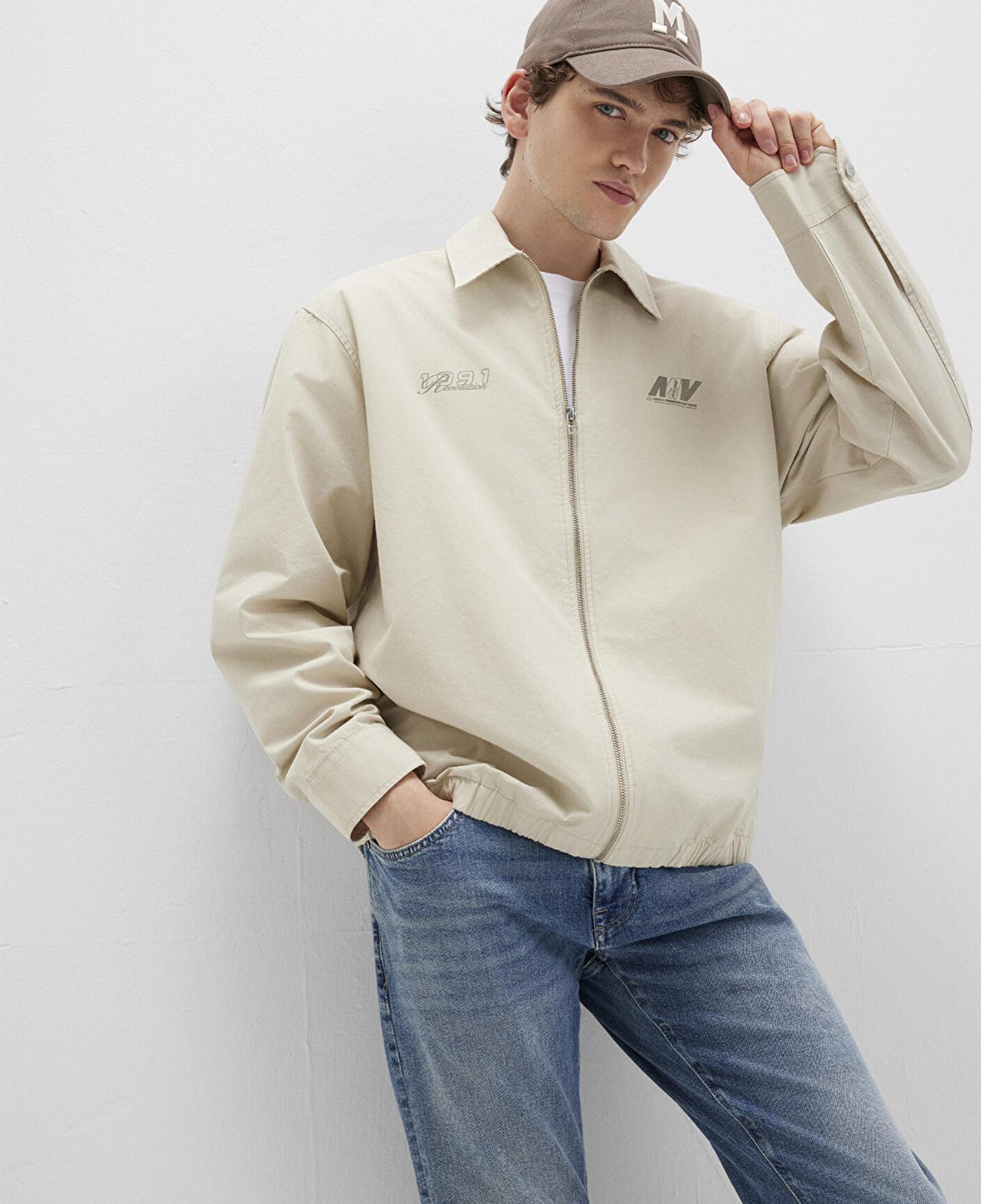 Mavi MV Baskılı Ekru İnce Ceket Oversize / Geniş Kesim 0211690-70065