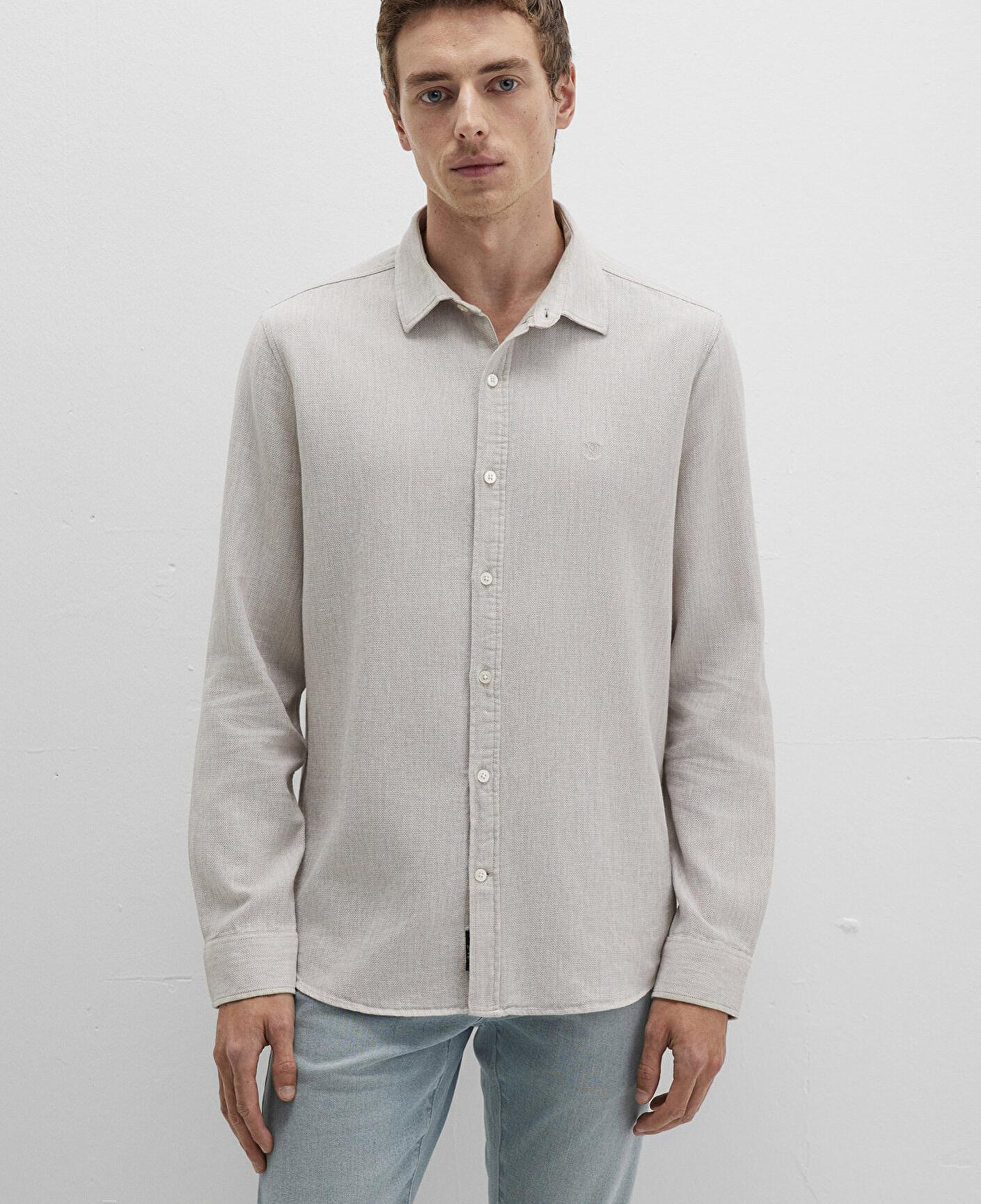 Mavi Bej Gömlek Slim Fit / Dar Kesim 0211656-70145