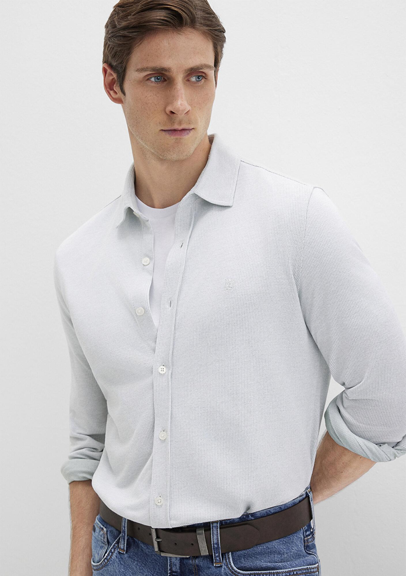 Mavi Dokulu Açık Mavi Gömlek Slim Fit / Dar Kesim 0211664-71476