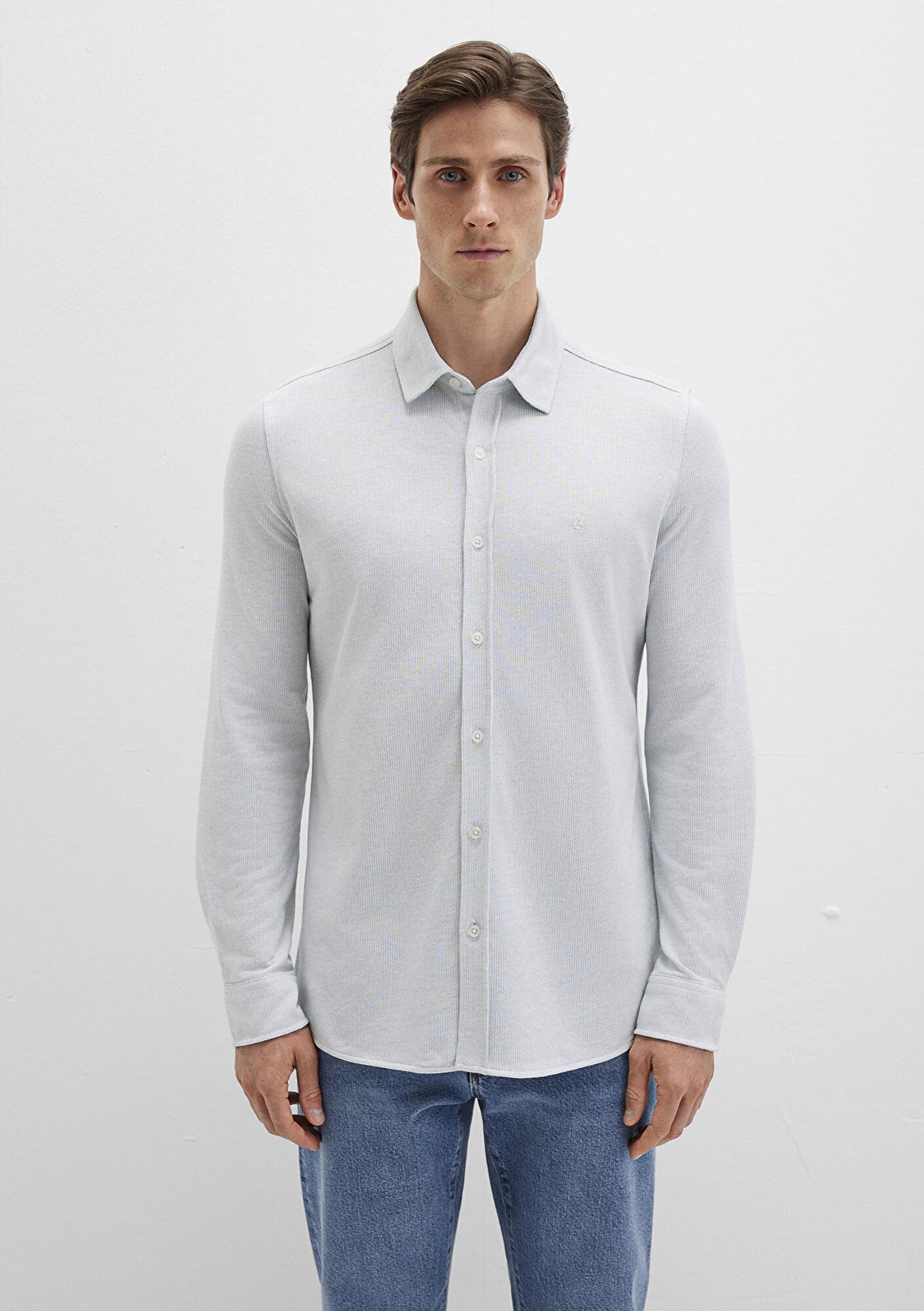 Mavi Dokulu Açık Mavi Gömlek Slim Fit / Dar Kesim 0211664-71476