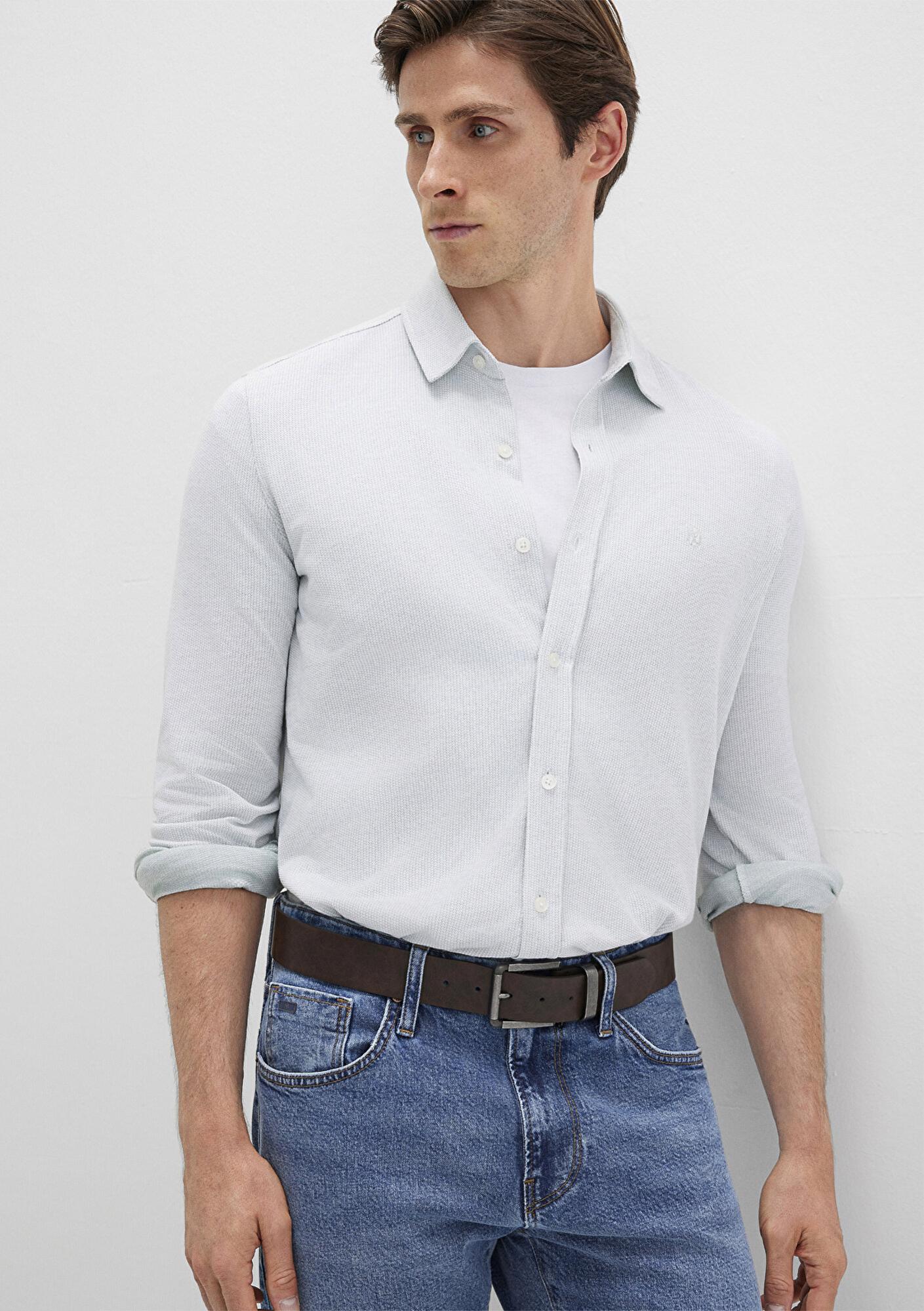 Mavi Dokulu Açık Mavi Gömlek Slim Fit / Dar Kesim 0211664-71476