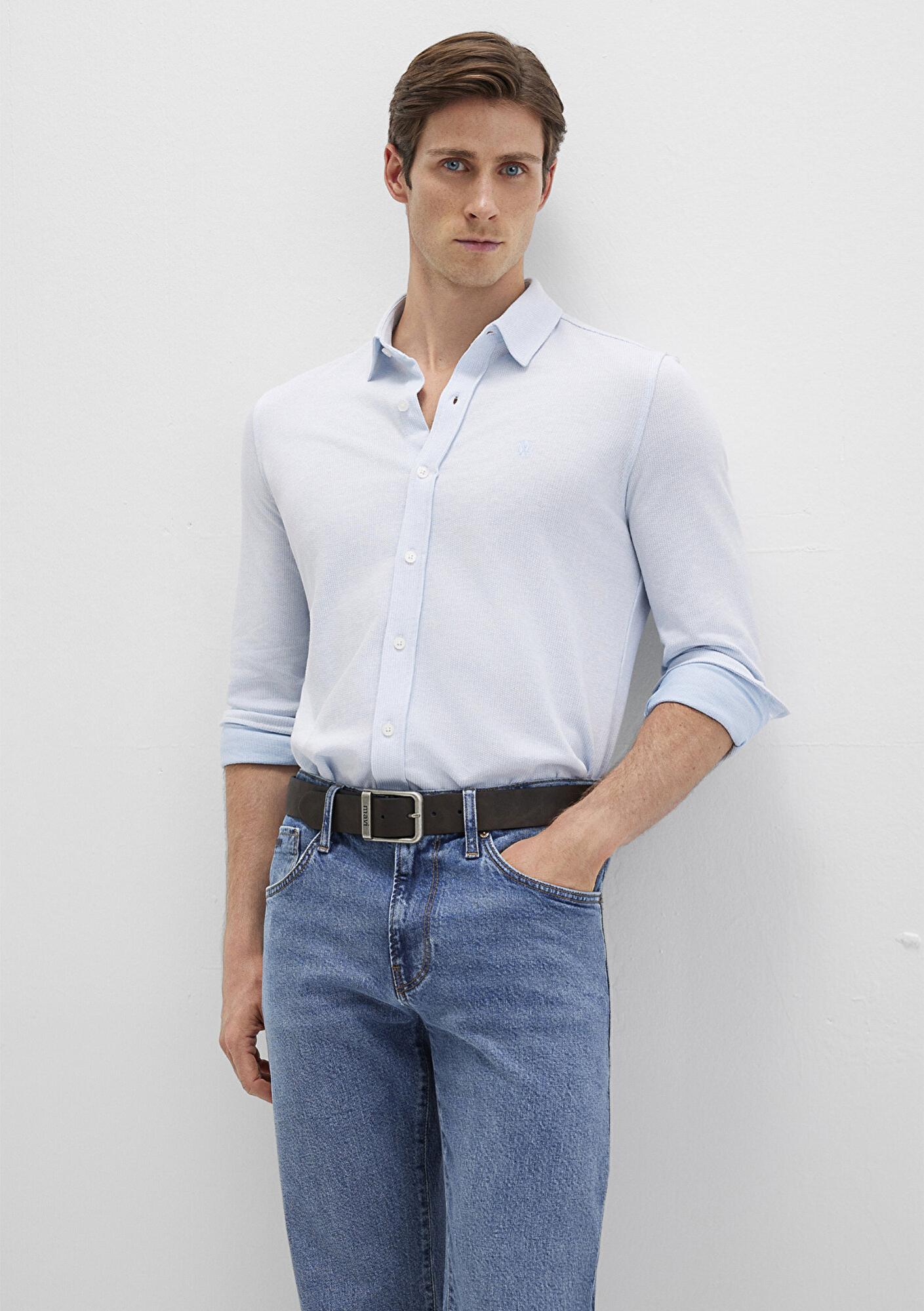 Mavi Dokulu Mavi Gömlek Slim Fit / Dar Kesim 0211664-90900