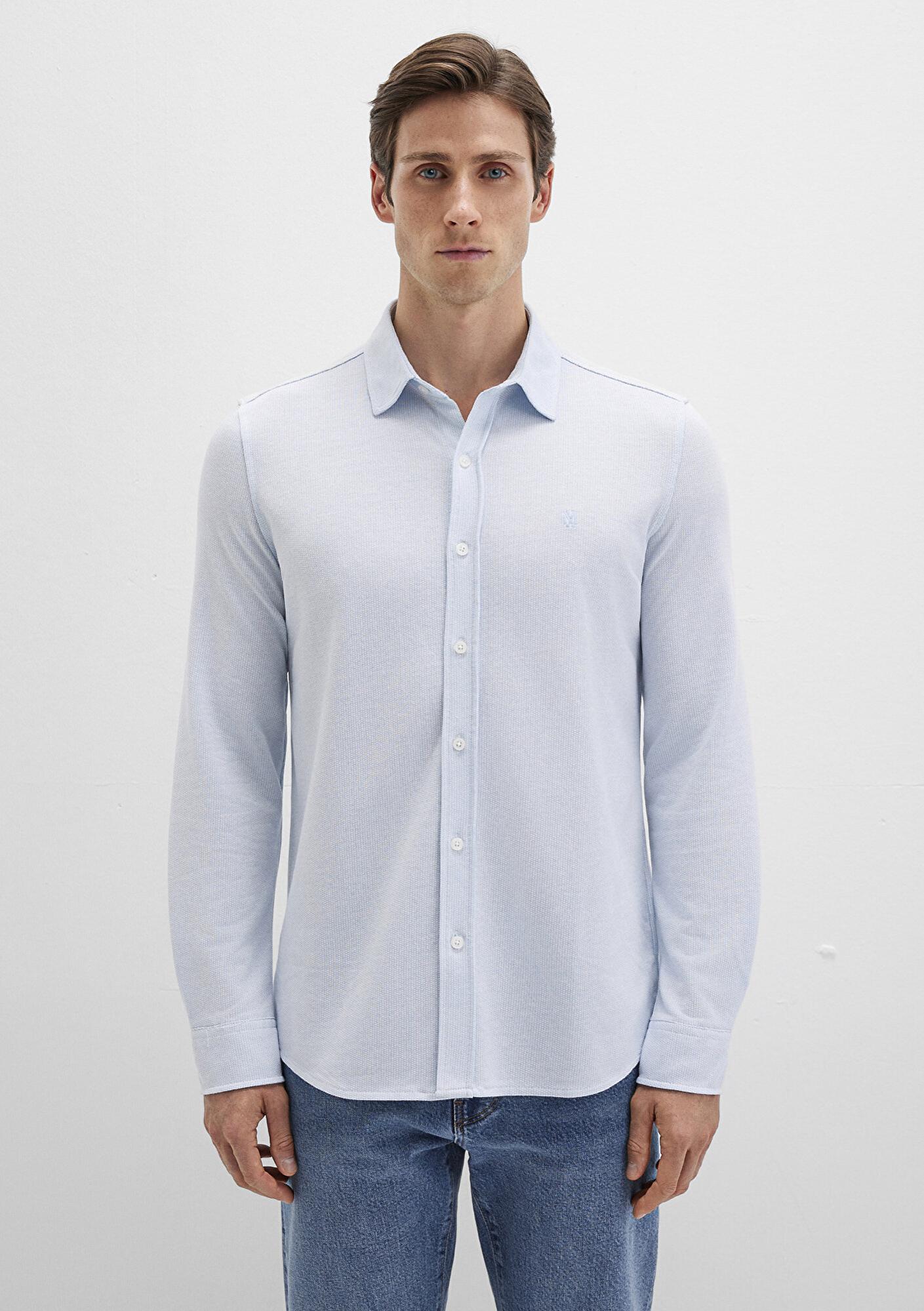 Mavi Dokulu Mavi Gömlek Slim Fit / Dar Kesim 0211664-90900