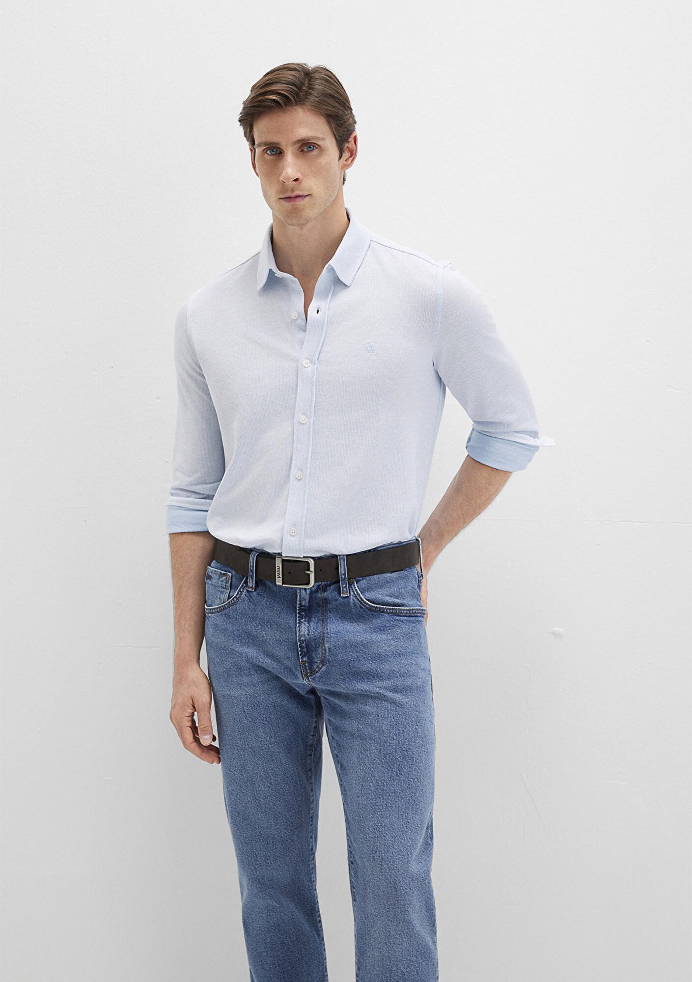 Mavi Dokulu Mavi Gömlek Slim Fit / Dar Kesim 0211664-90900
