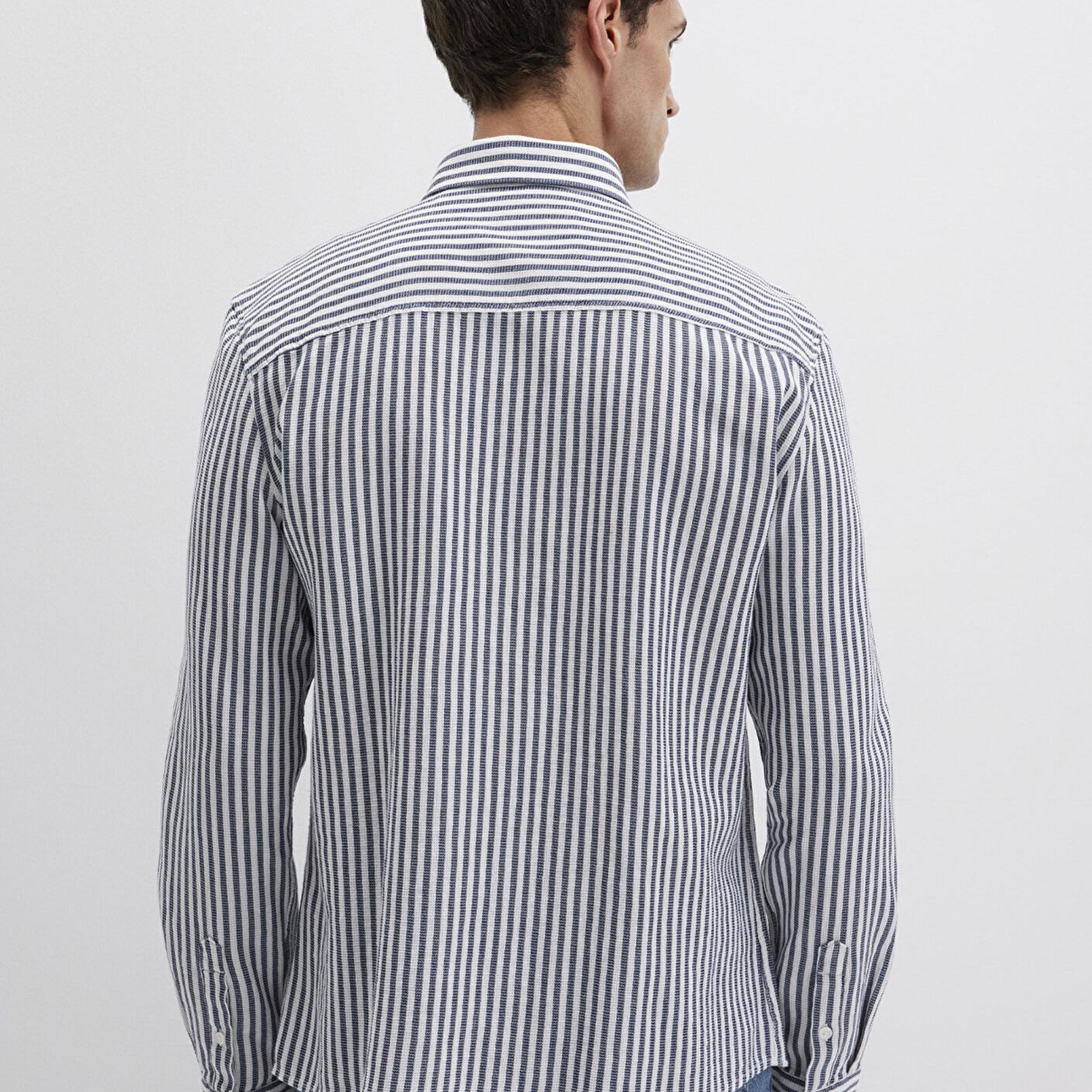 Mavi Çizgili Lacivert Gömlek Slim Fit / Dar Kesim 0211692-90911