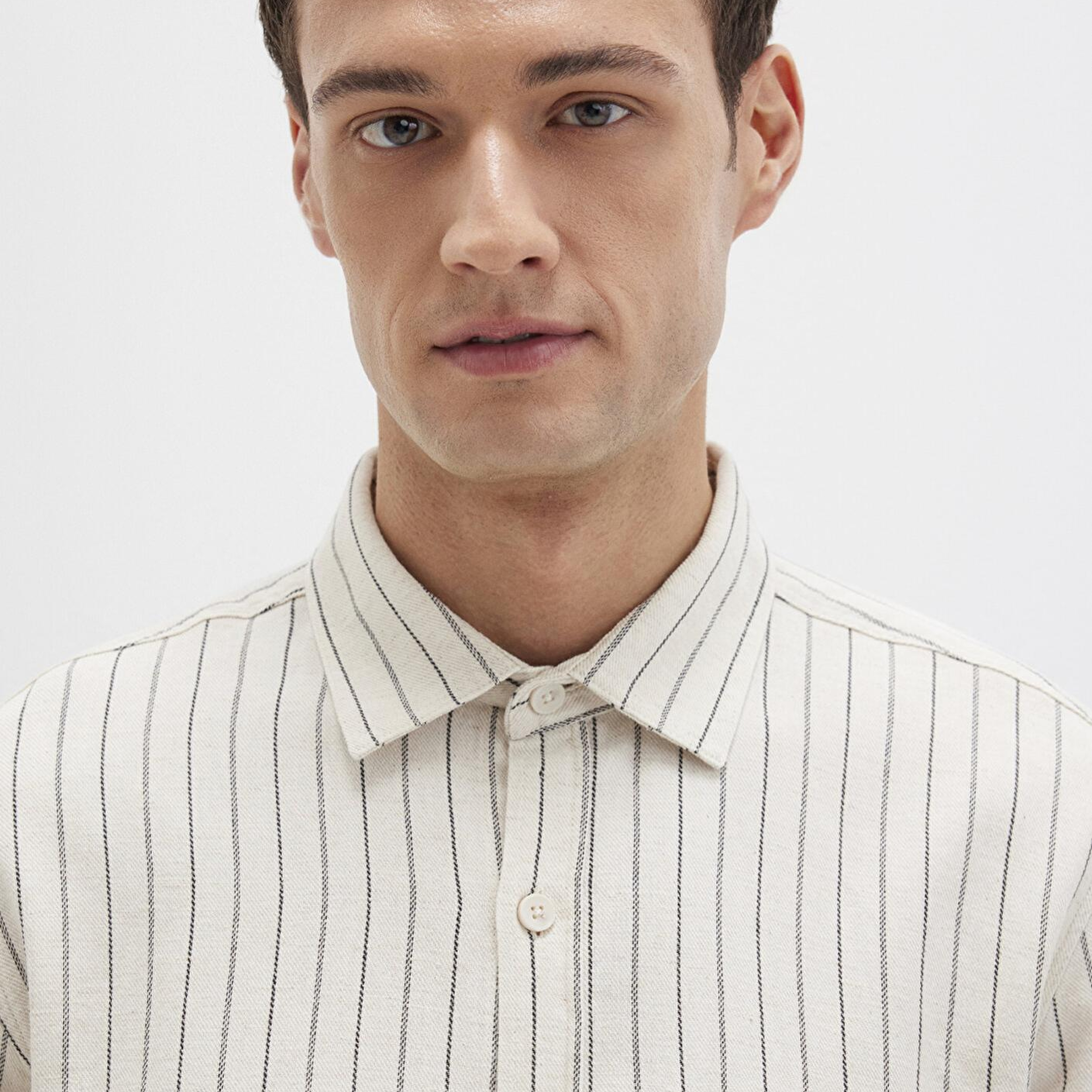 Mavi Çizgili Bej Gömlek Regular Fit / Normal Kesim 0211702-90923