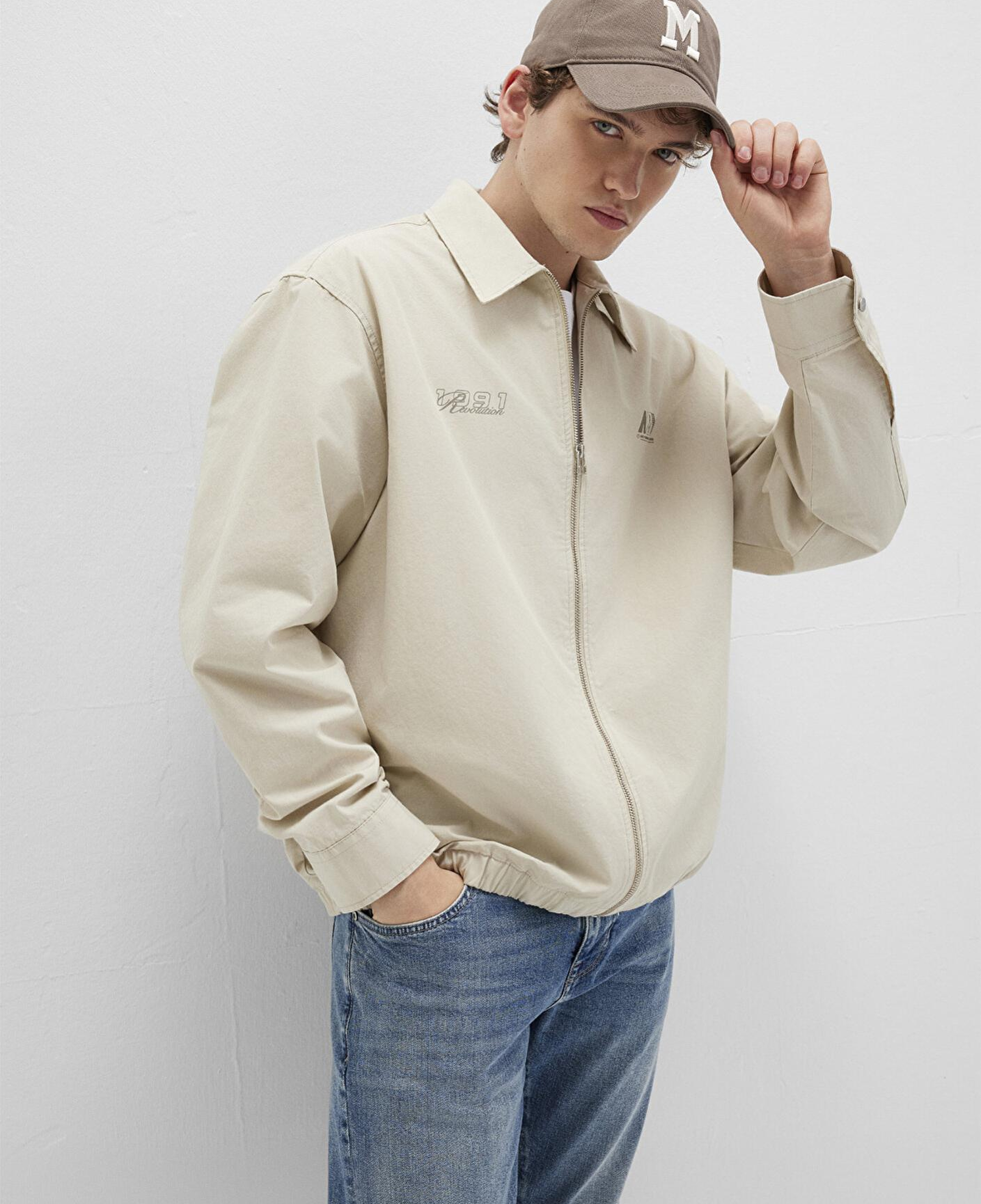 Mavi MV Baskılı Ekru İnce Ceket Oversize / Geniş Kesim 0211690-70065